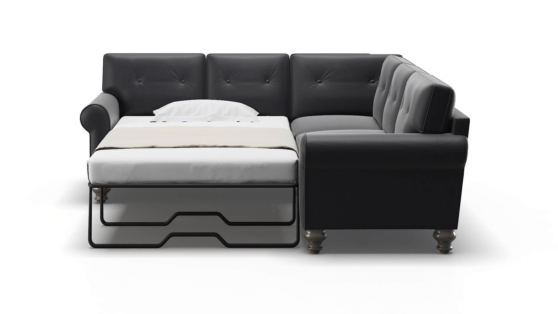 Farah Atlas_plz Navy Sectional Sleeper Espresso legs 1