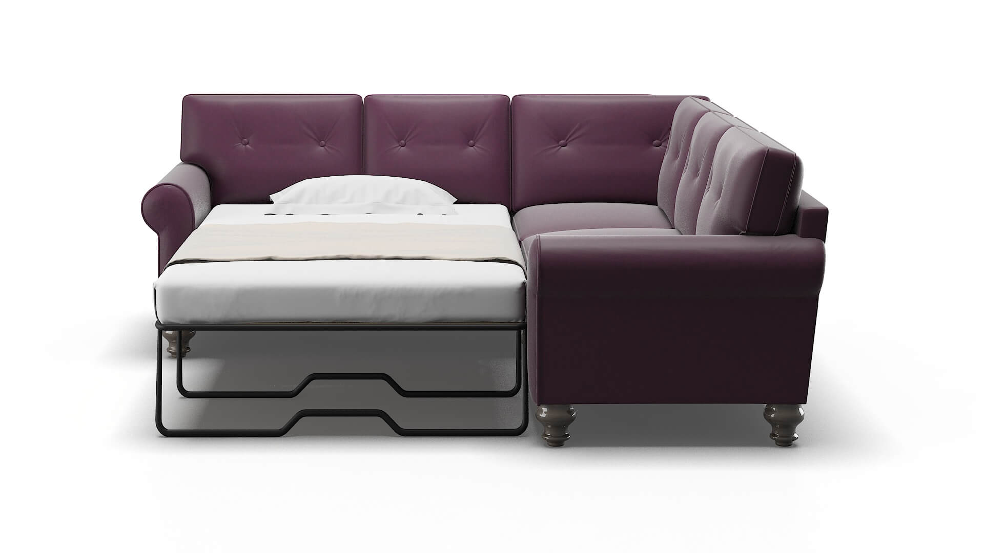 Farah Bella Aubergine Sectional Sleeper Espresso legs 1