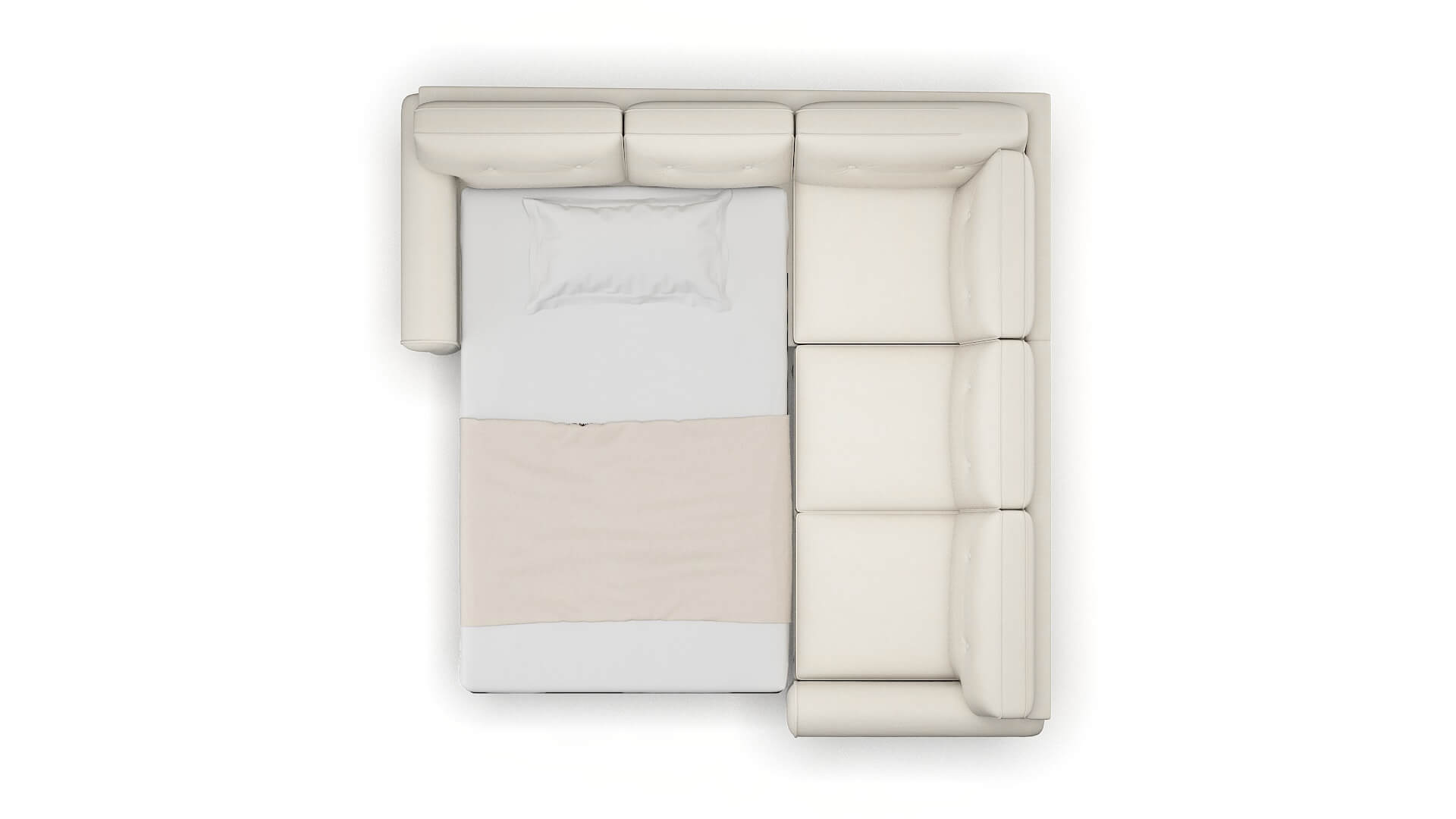 Farah Bungalow Ivory Sectional Sleeper Espresso legs 3