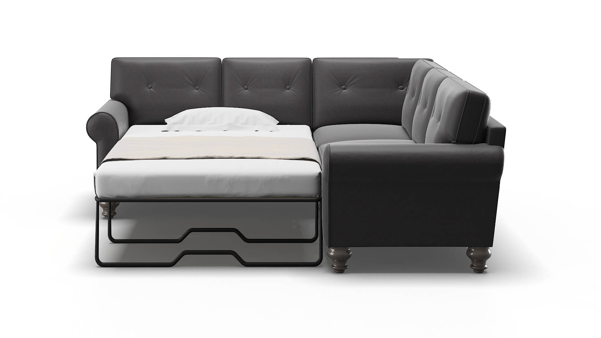Farah Catalina Charcoal Sectional Sleeper Espresso legs 1