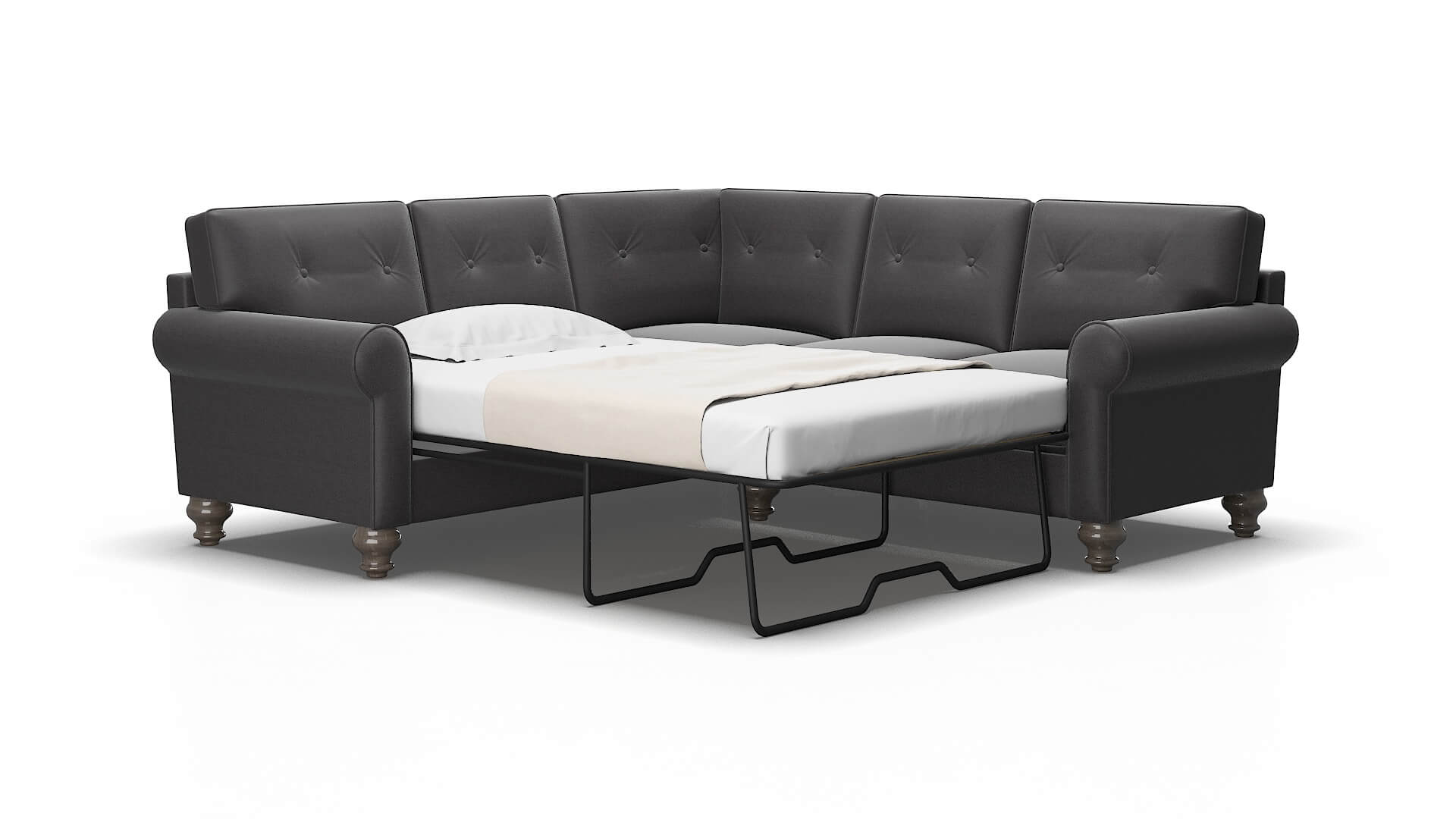 Farah Catalina Charcoal Sectional Sleeper Espresso legs 2