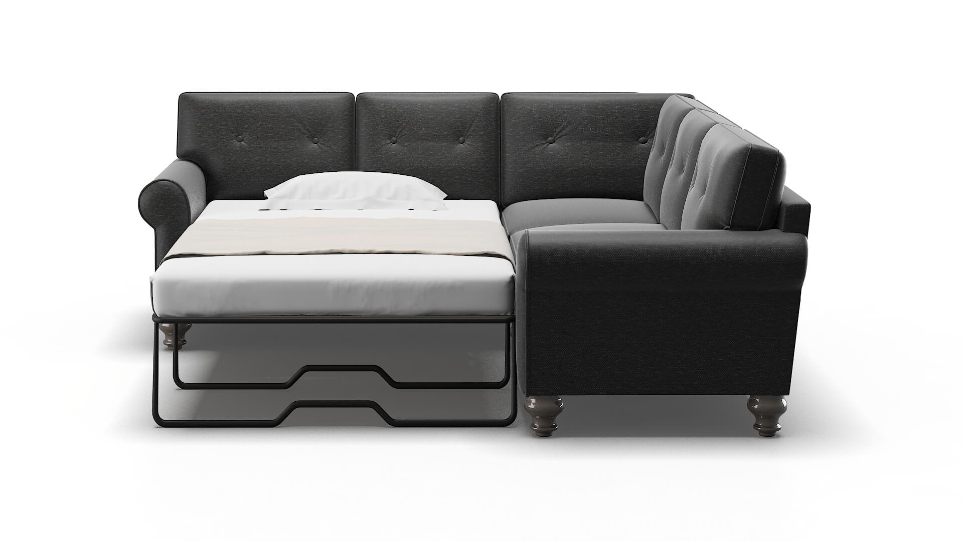 Farah Chance Denim Sectional Sleeper Espresso legs 1