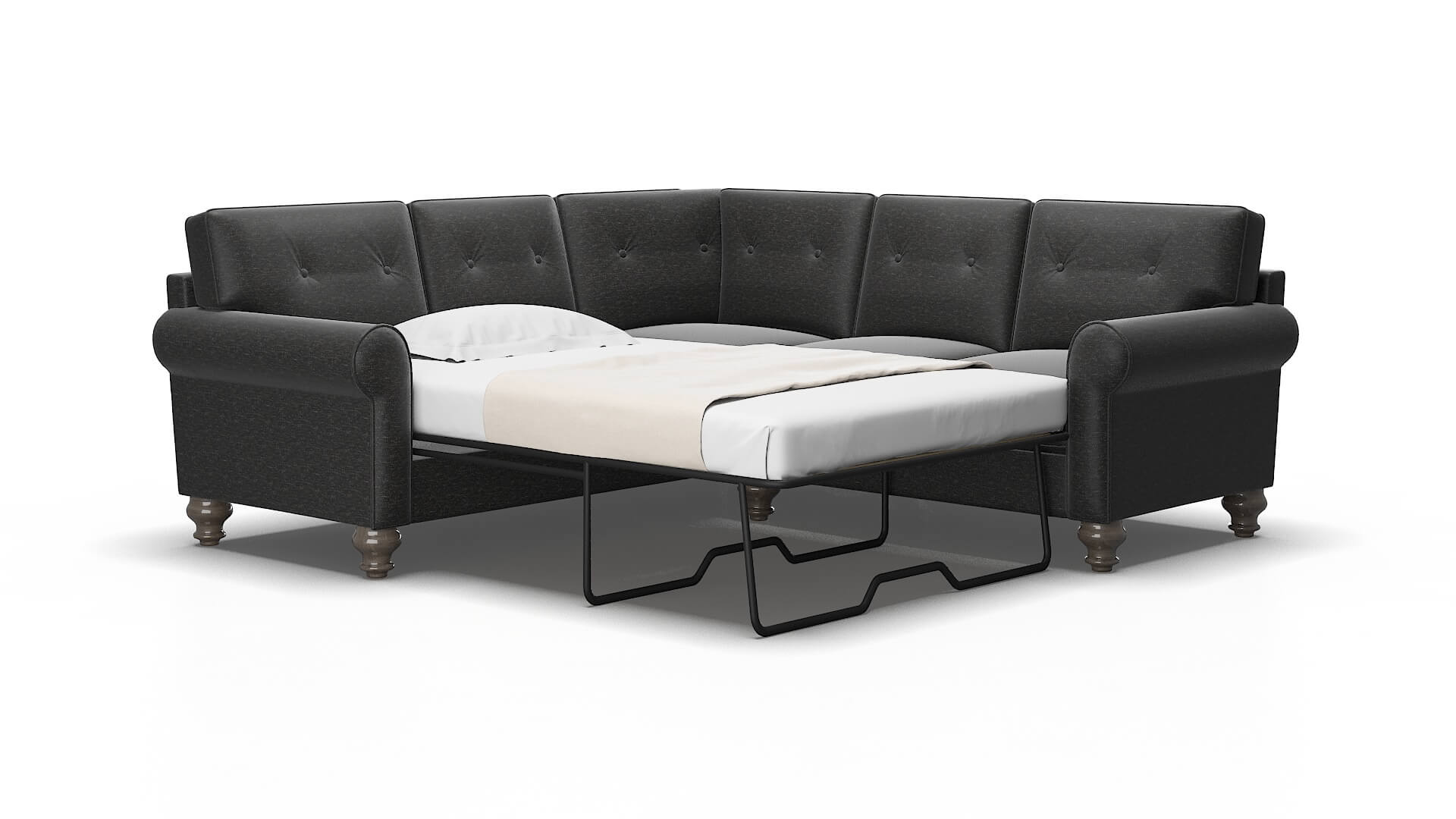 Farah Chance Denim Sectional Sleeper Espresso legs 2