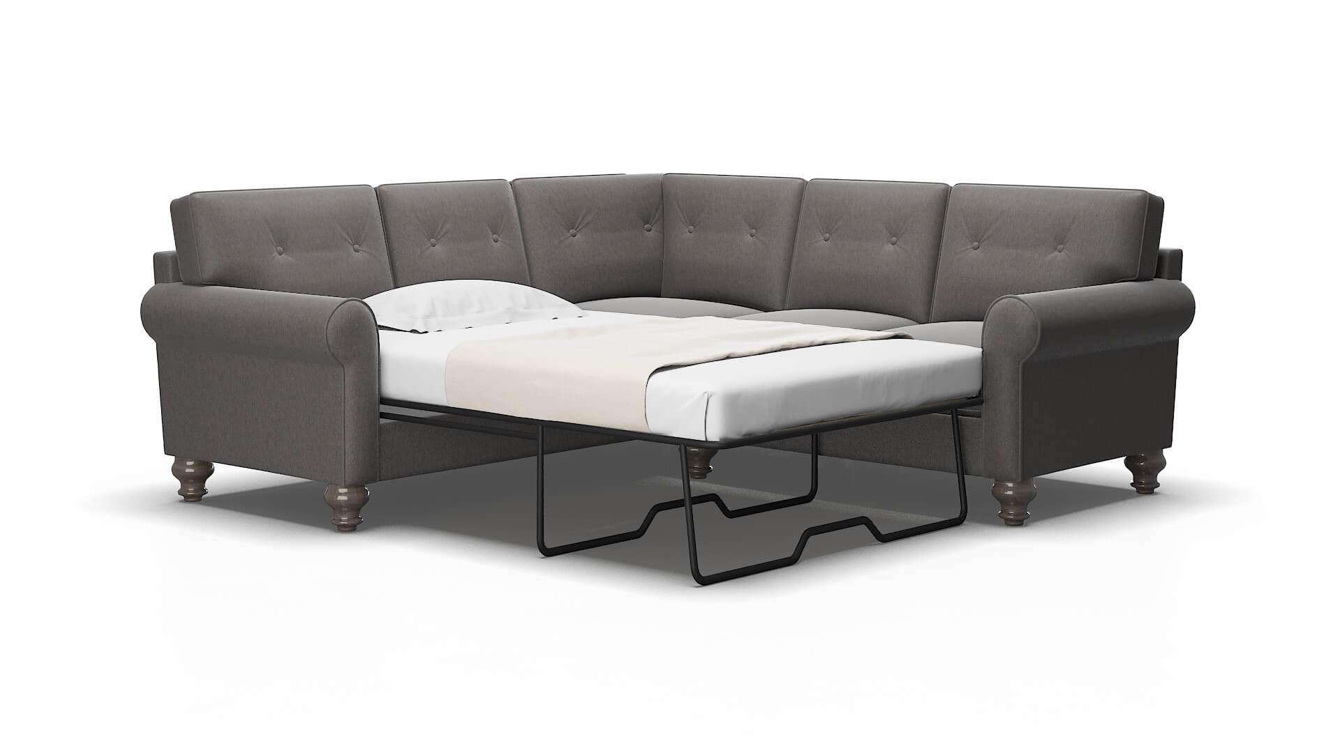 Farah Cosmo charcoal Sectional sleeper Espresso Legs  2