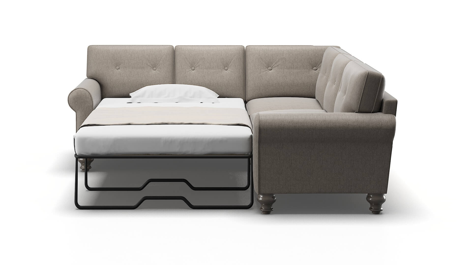 Farah Cosmo Taupe Sectional Sleeper Espresso legs 1