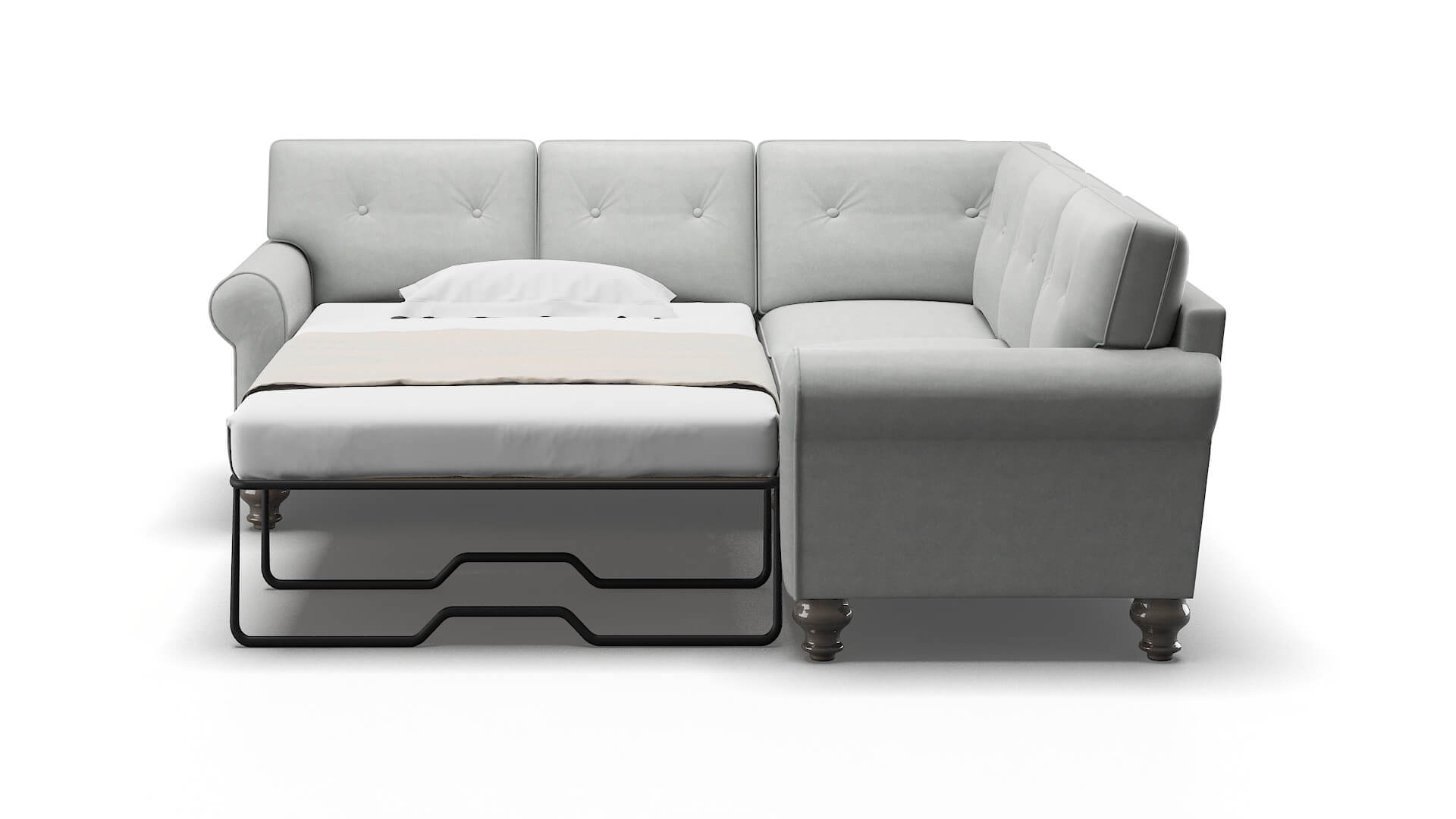 Farah Dawson Platinum Sectional Sleeper Espresso legs 1