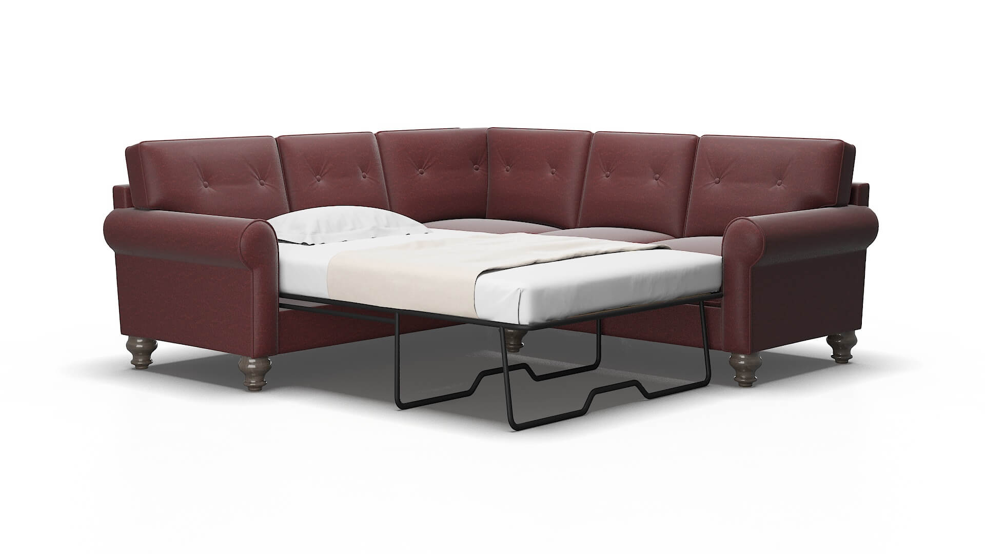 Farah Derby Berry Sectional Sleeper Espresso legs 2