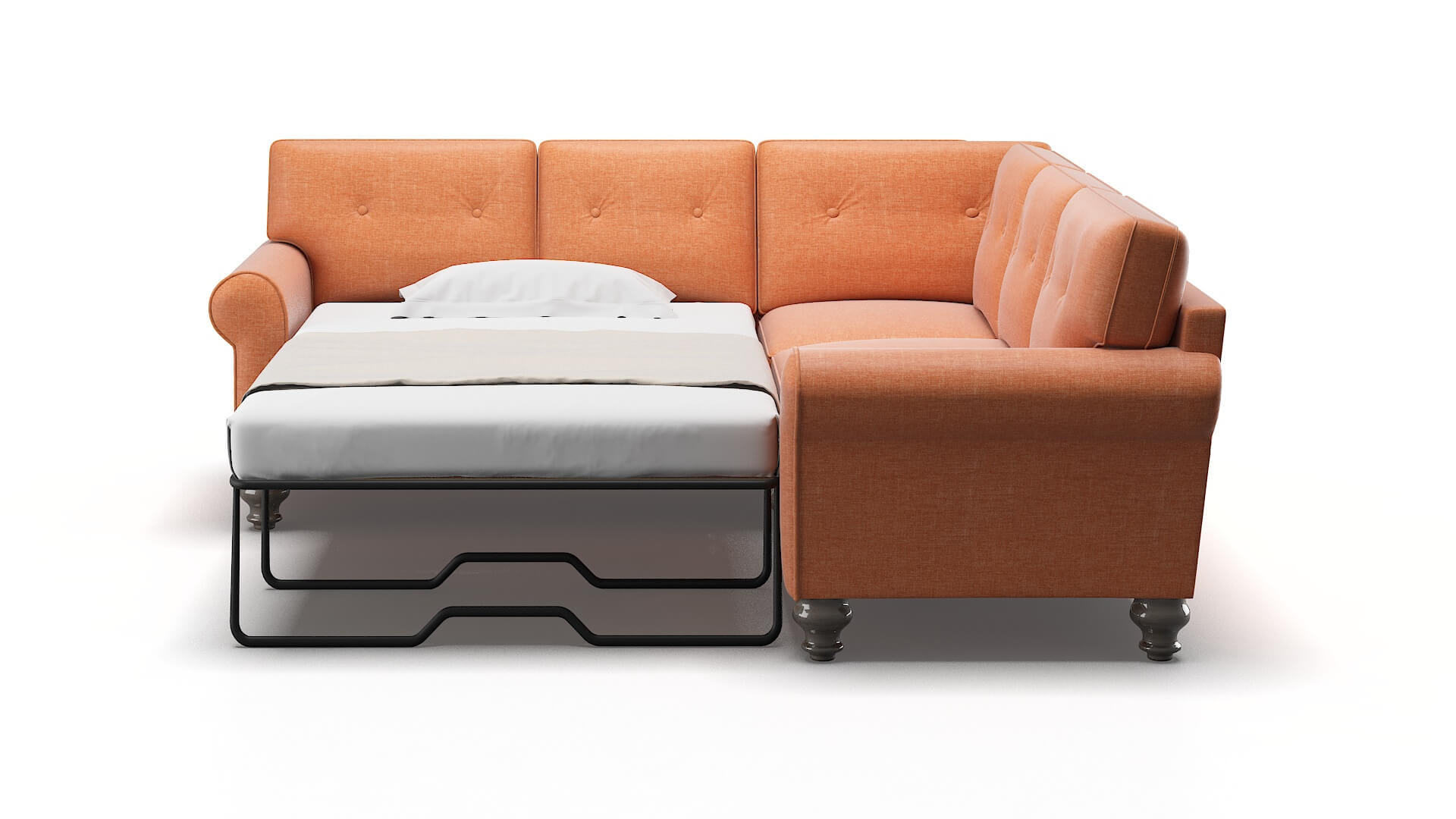 Farah Durham Tangerine Sectional Sleeper Espresso legs 1