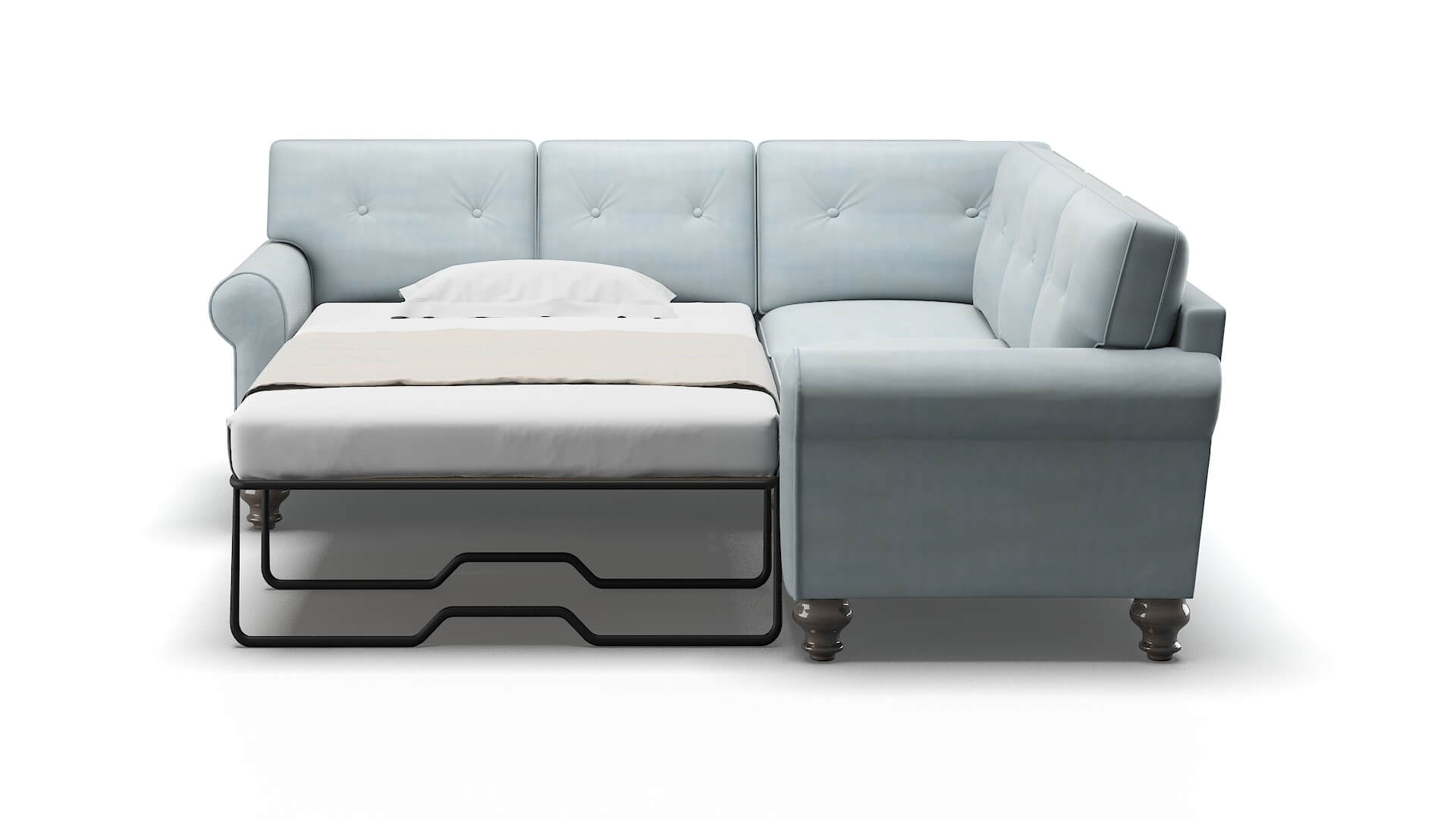 Farah Hathaway Aqua Sectional Sleeper Espresso legs 1