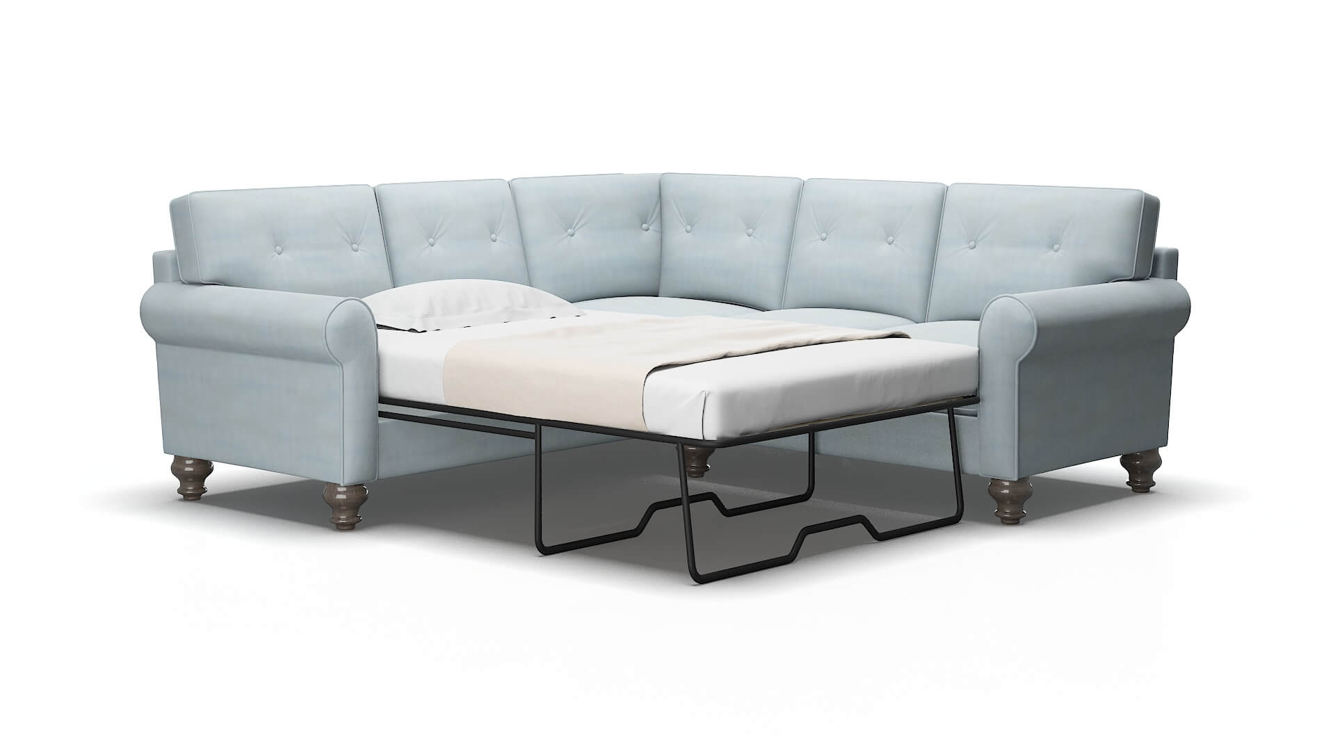 Farah Hathaway aqua Sectional sleeper Espresso Legs  2