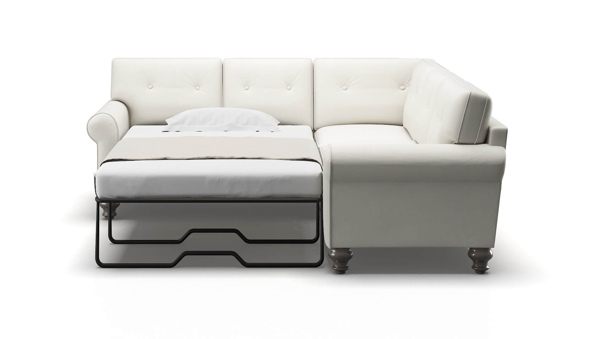 Farah Keylargo Oatmeal Sectional Sleeper Espresso legs 1