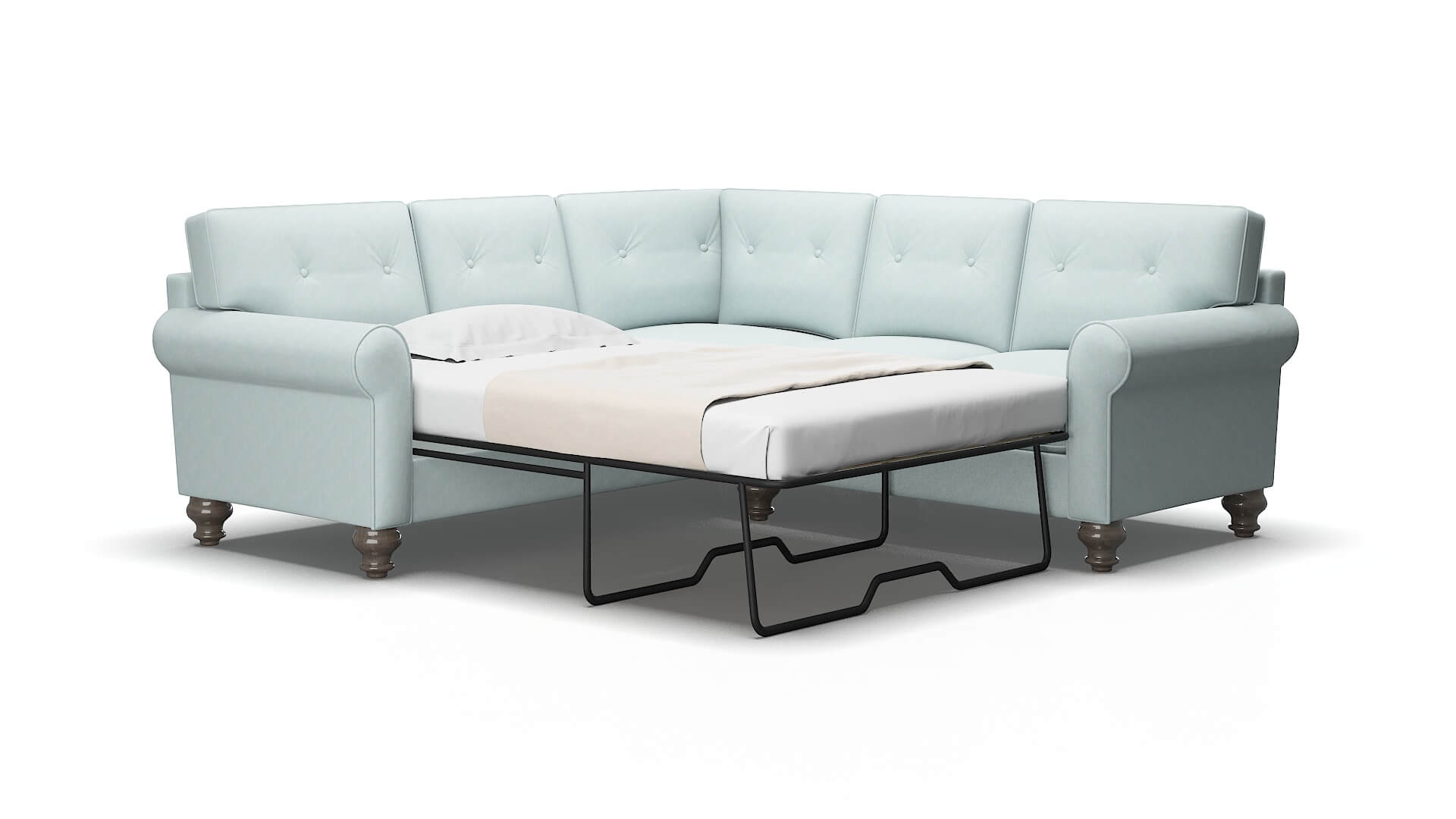 Farah Leslie robins_egg Sectional sleeper Espresso Legs  2