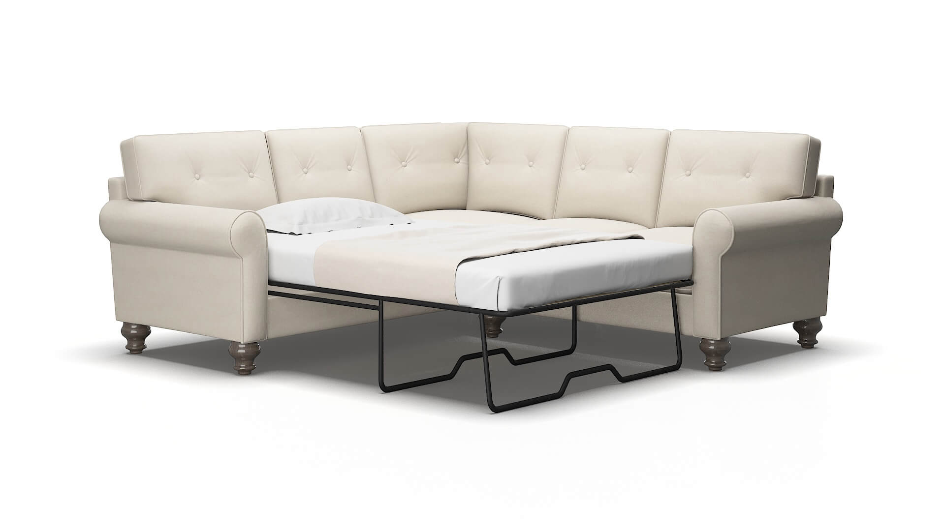 Farah Malibu linen Sectional sleeper Espresso Legs  2