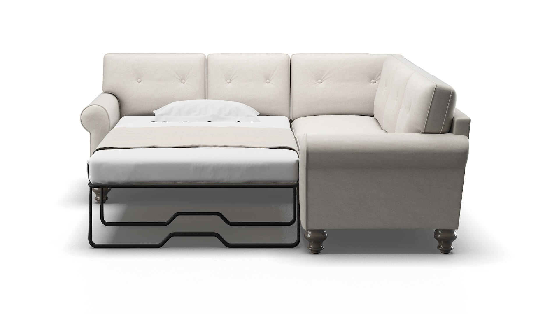 Farah Noble Grey Sectional Sleeper Espresso legs 1