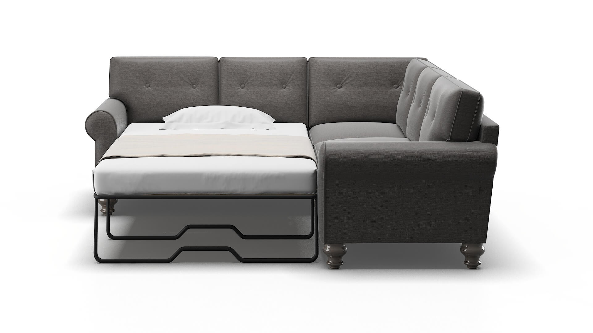 Farah Oscar Charcoal Sectional Sleeper Espresso legs 1