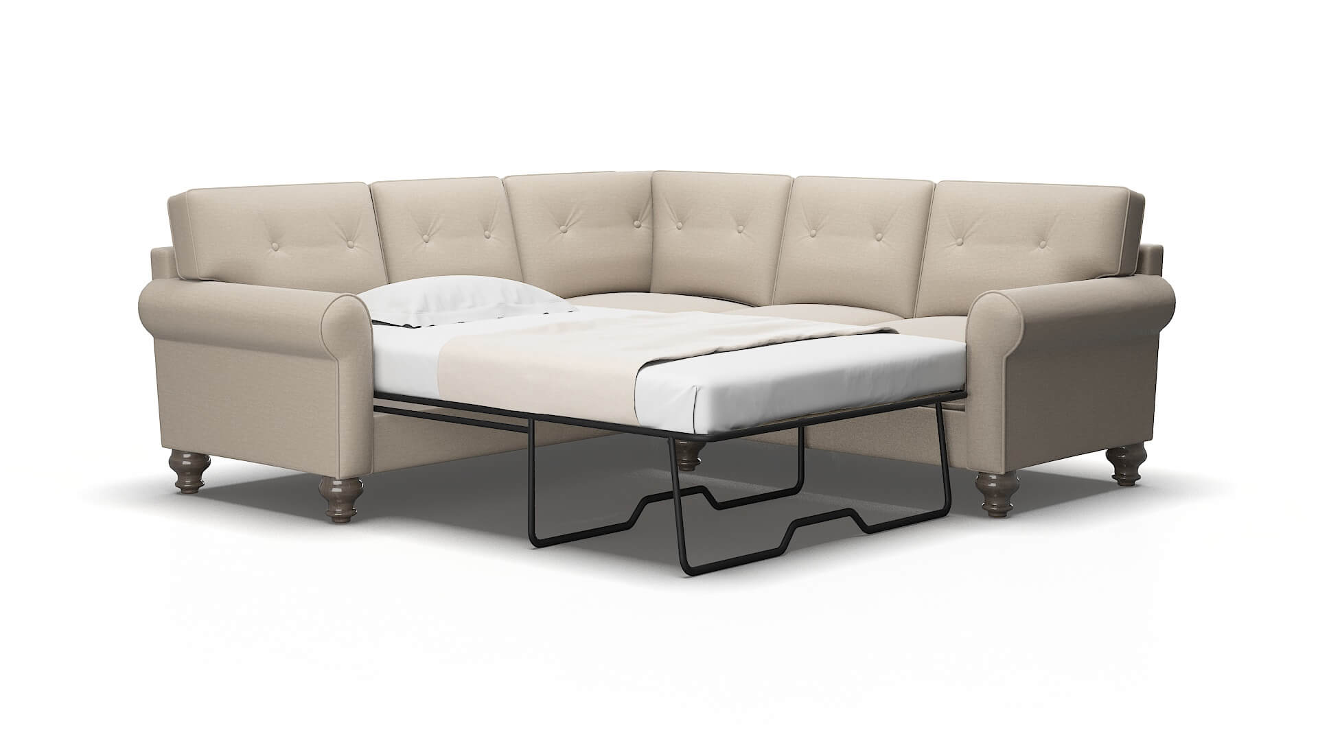 Farah Oscar Linen Sectional Sleeper Espresso legs 2