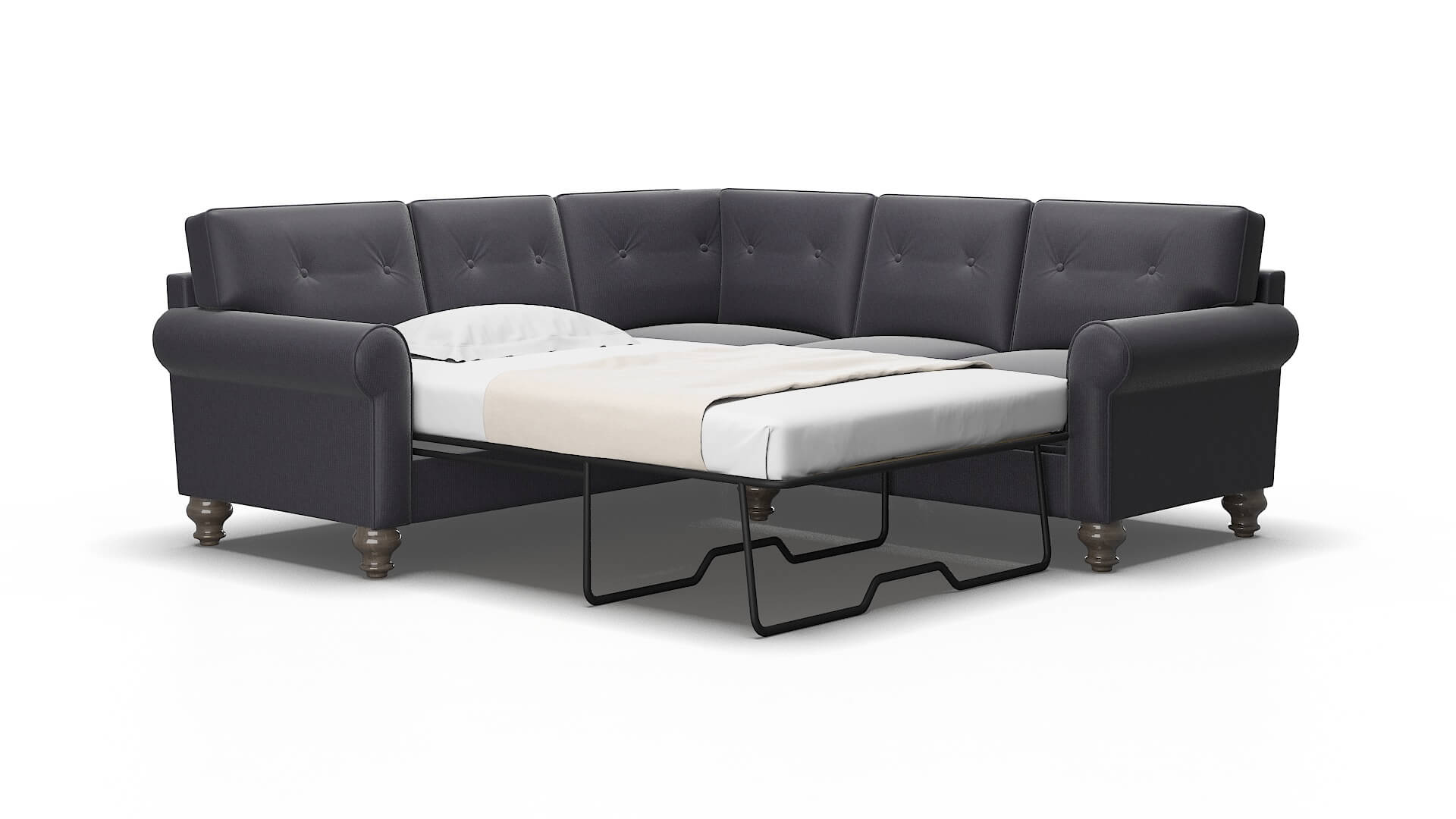 Farah Parker charcoal Sectional sleeper Espresso Legs  2