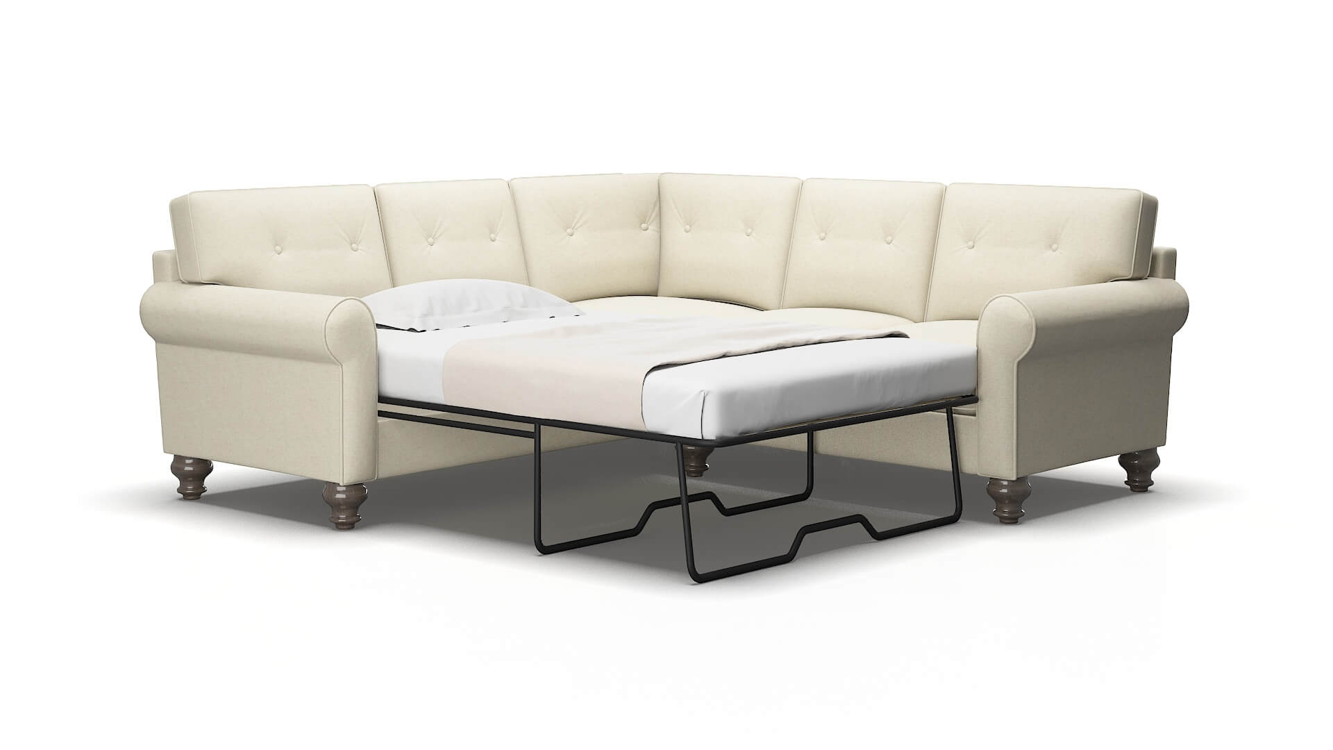 Farah Redondo Oyster Sectional Sleeper Espresso legs 2