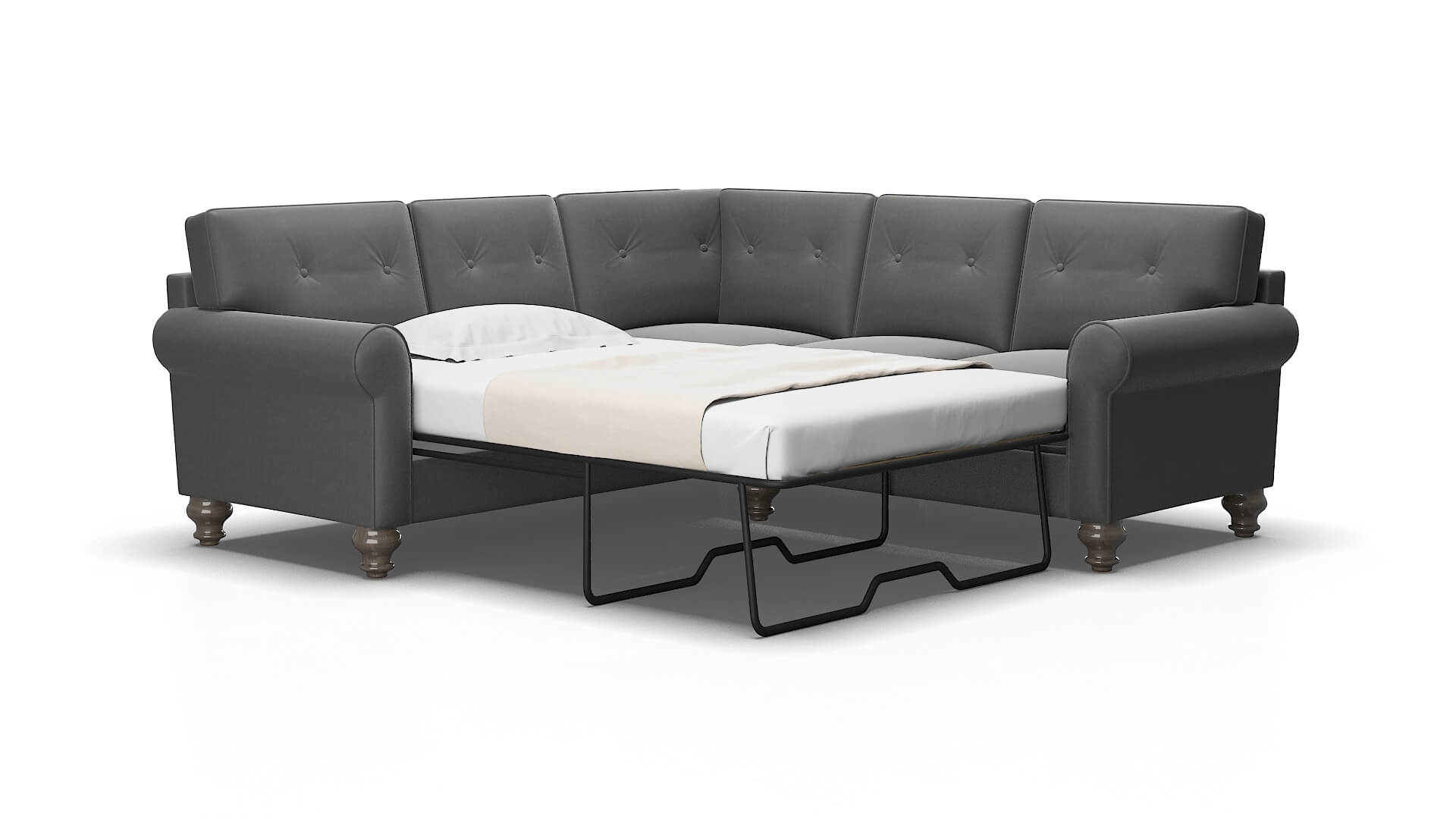 Farah Rocket Charcoal Sectional Sleeper Espresso legs 2