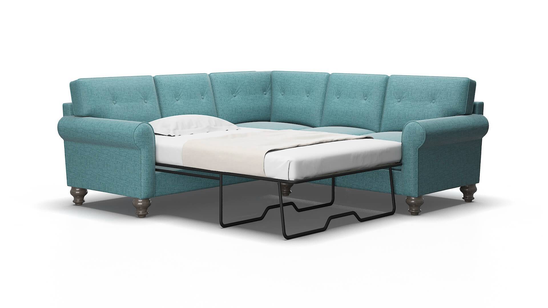 Farah Rocket Peacock Sectional Sleeper Espresso legs 2