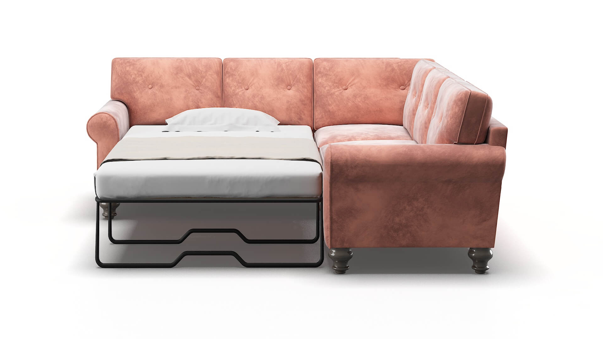 Farah Royale Blush Sectional Sleeper Espresso legs 1