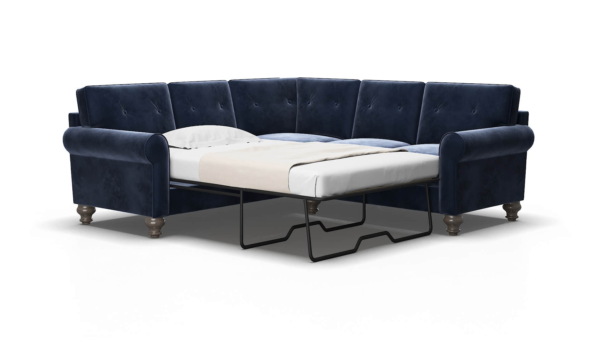 Farah Royale cobalt Sectional sleeper Espresso Legs  2