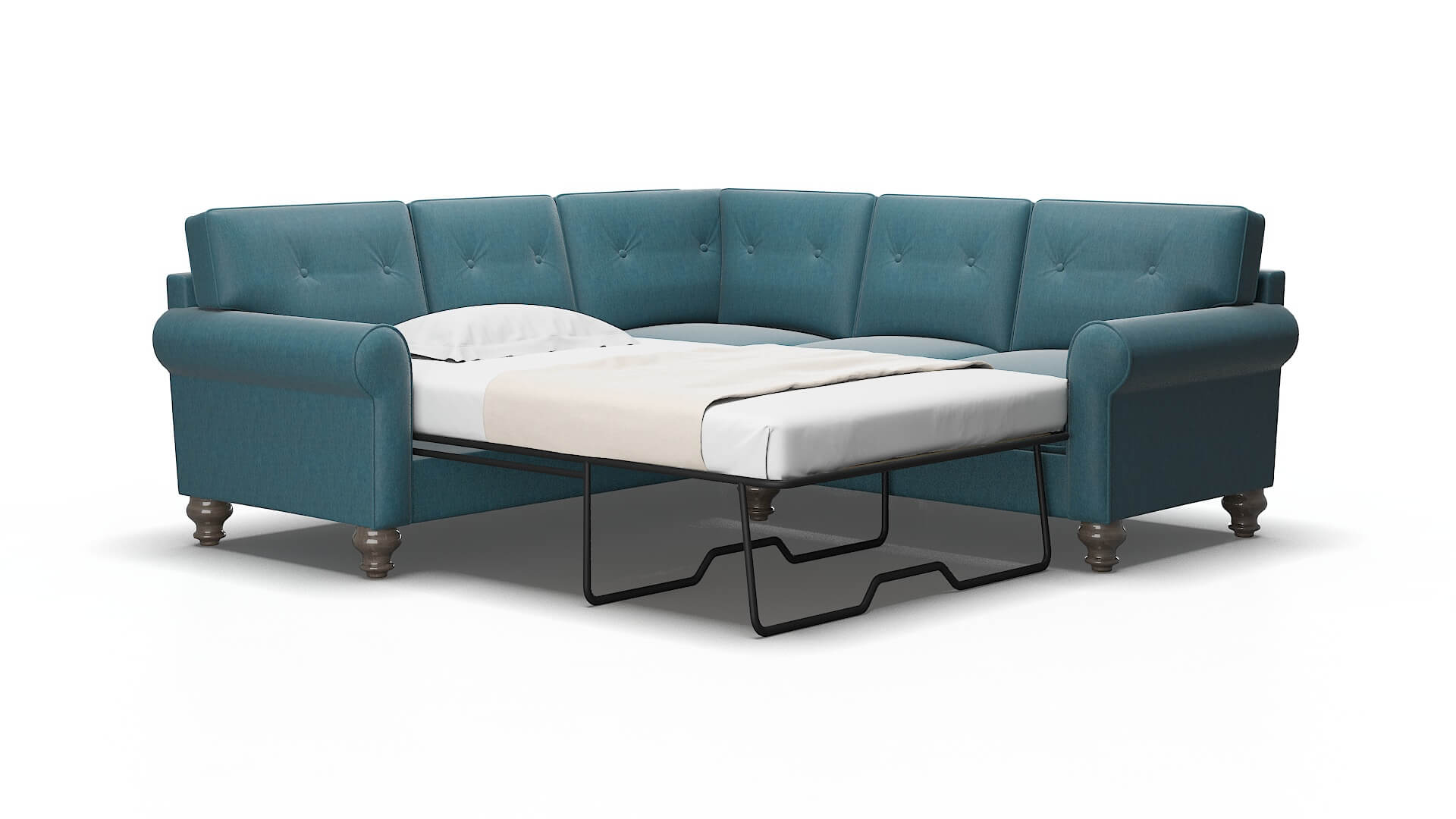 Farah Royale Electric_blue Sectional Sleeper Espresso legs 2