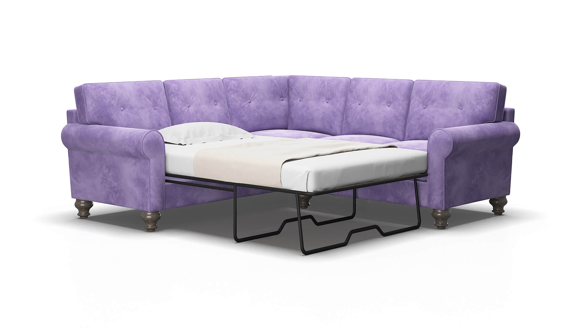 Farah Royale lavender Sectional sleeper Espresso Legs  2