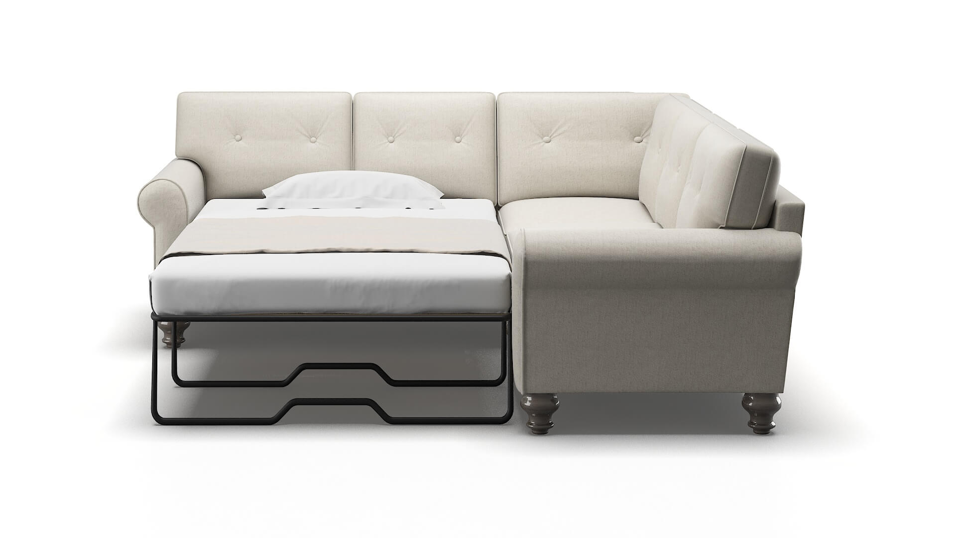 Farah Sasha Linen Sectional Sleeper Espresso legs 1
