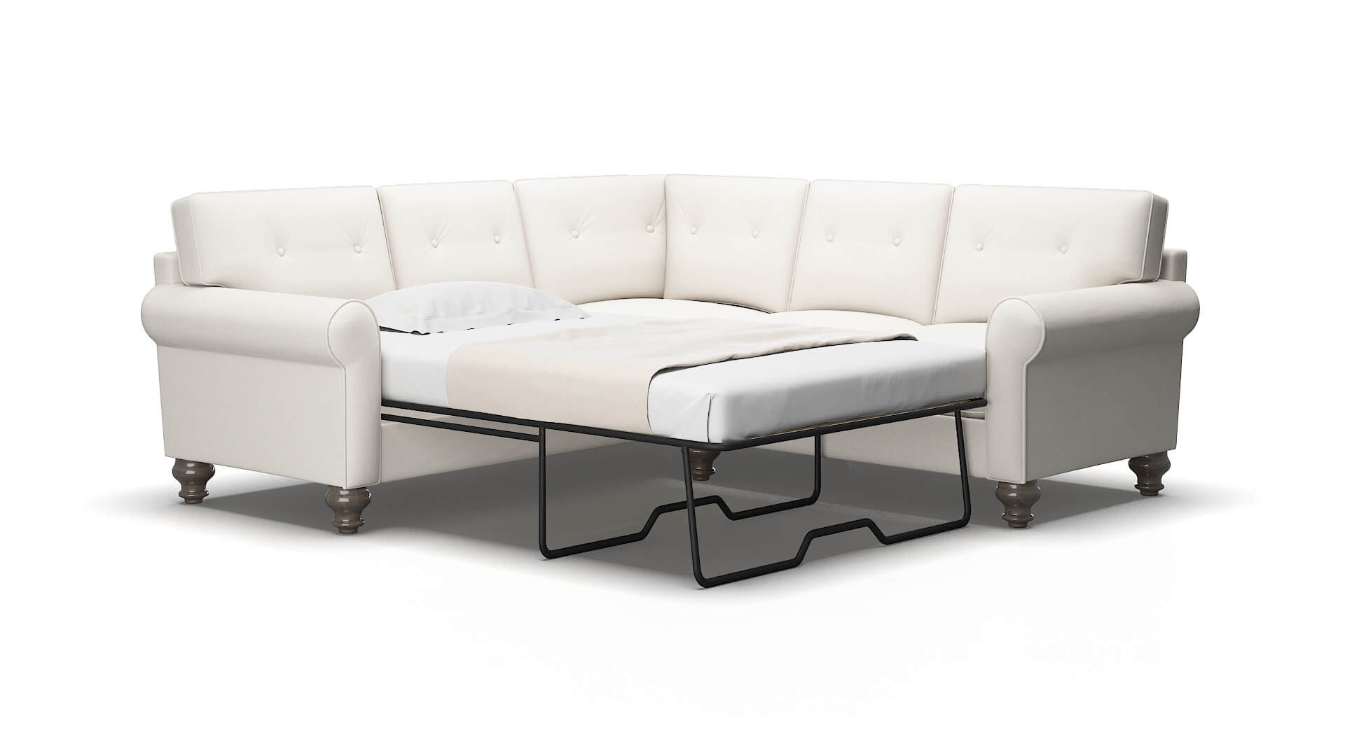 Farah Venice eggshell Sectional sleeper Espresso Legs  2