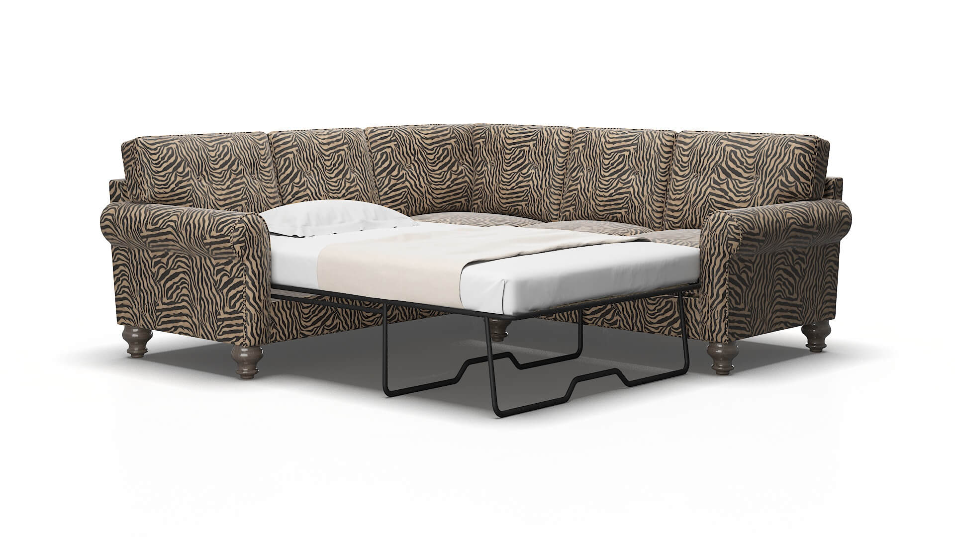 Farah Zambia Coffee Sectional Sleeper Espresso legs 2