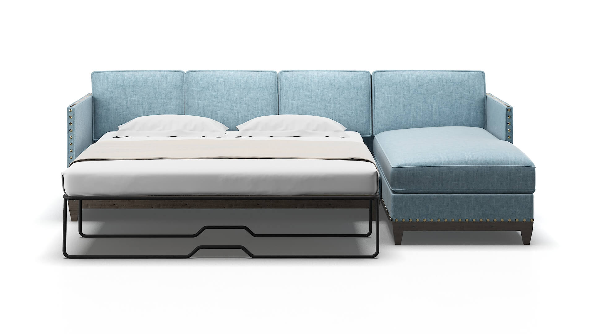 Florence Atlas Turquoise Panel Sleeper Espresso legs 1