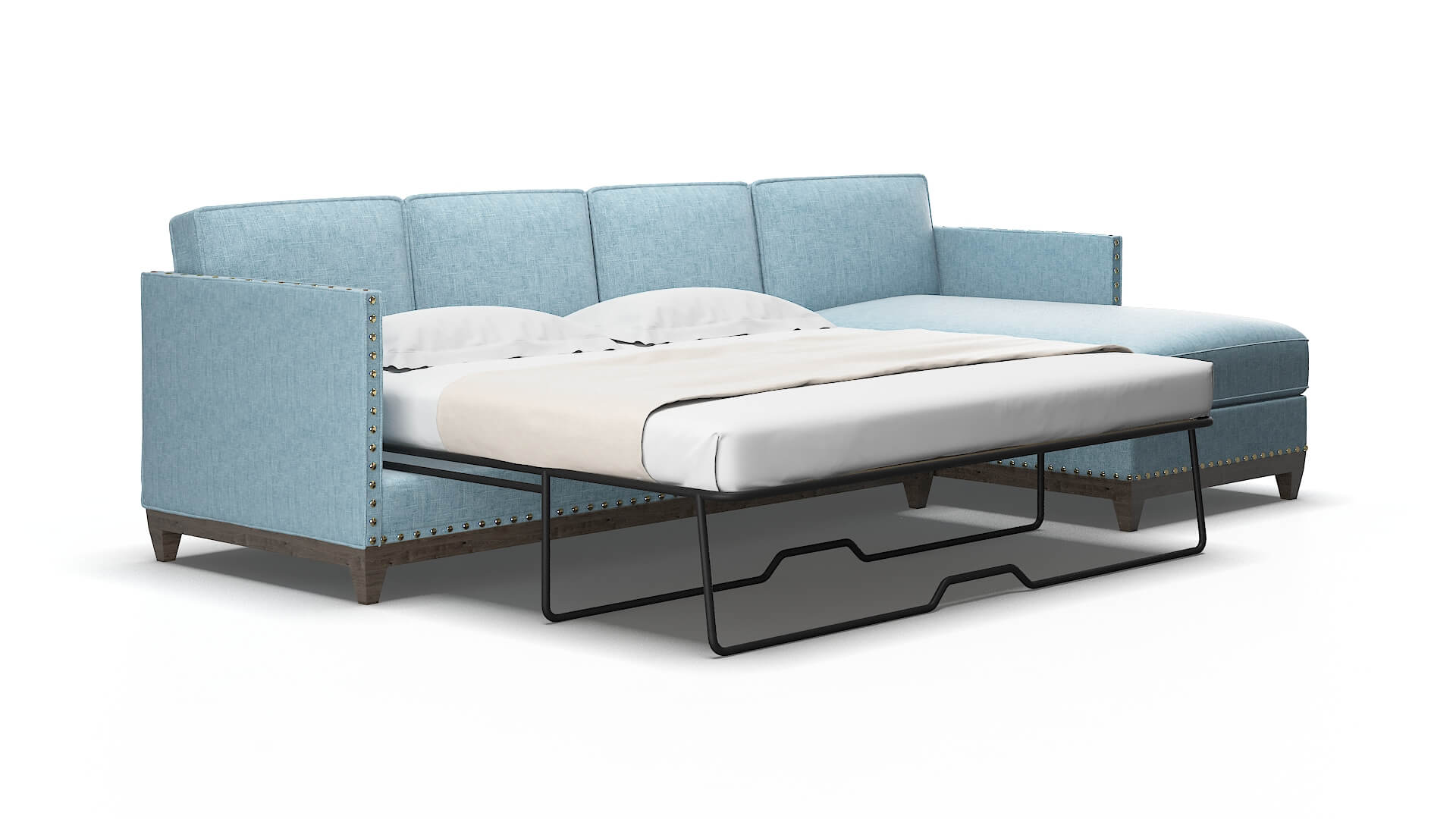 Florence Atlas Turquoise Panel Sleeper Espresso legs 2