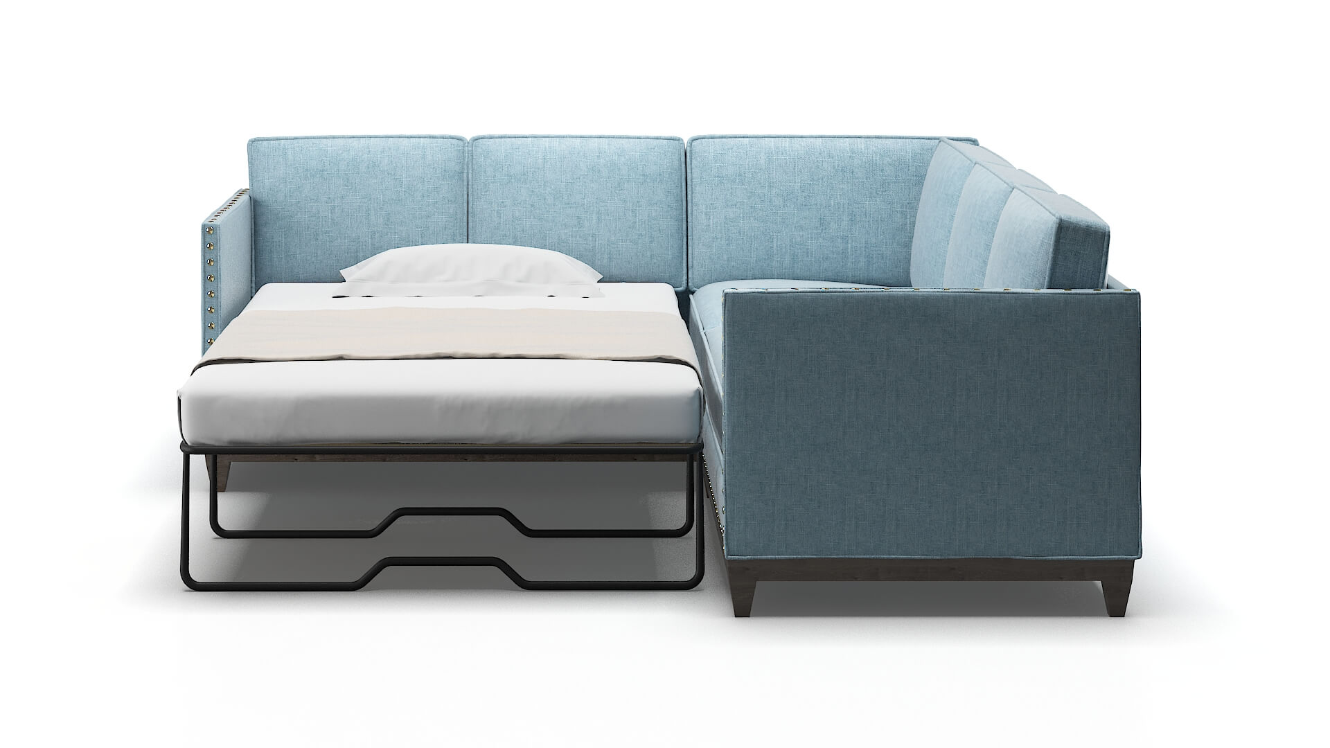 Florence Atlas Turquoise Sectional Sleeper Espresso legs 1