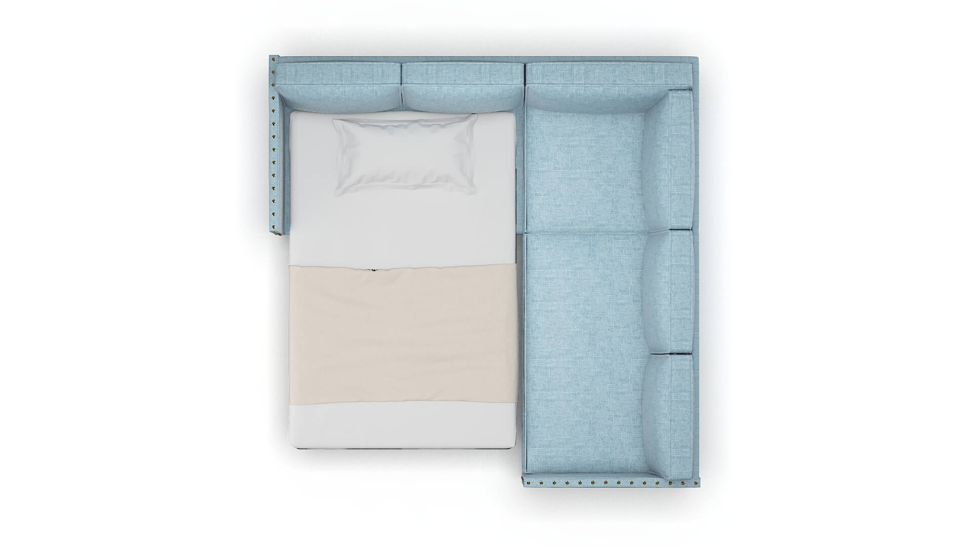 Florence Atlas Turquoise Sectional Sleeper Espresso legs 3