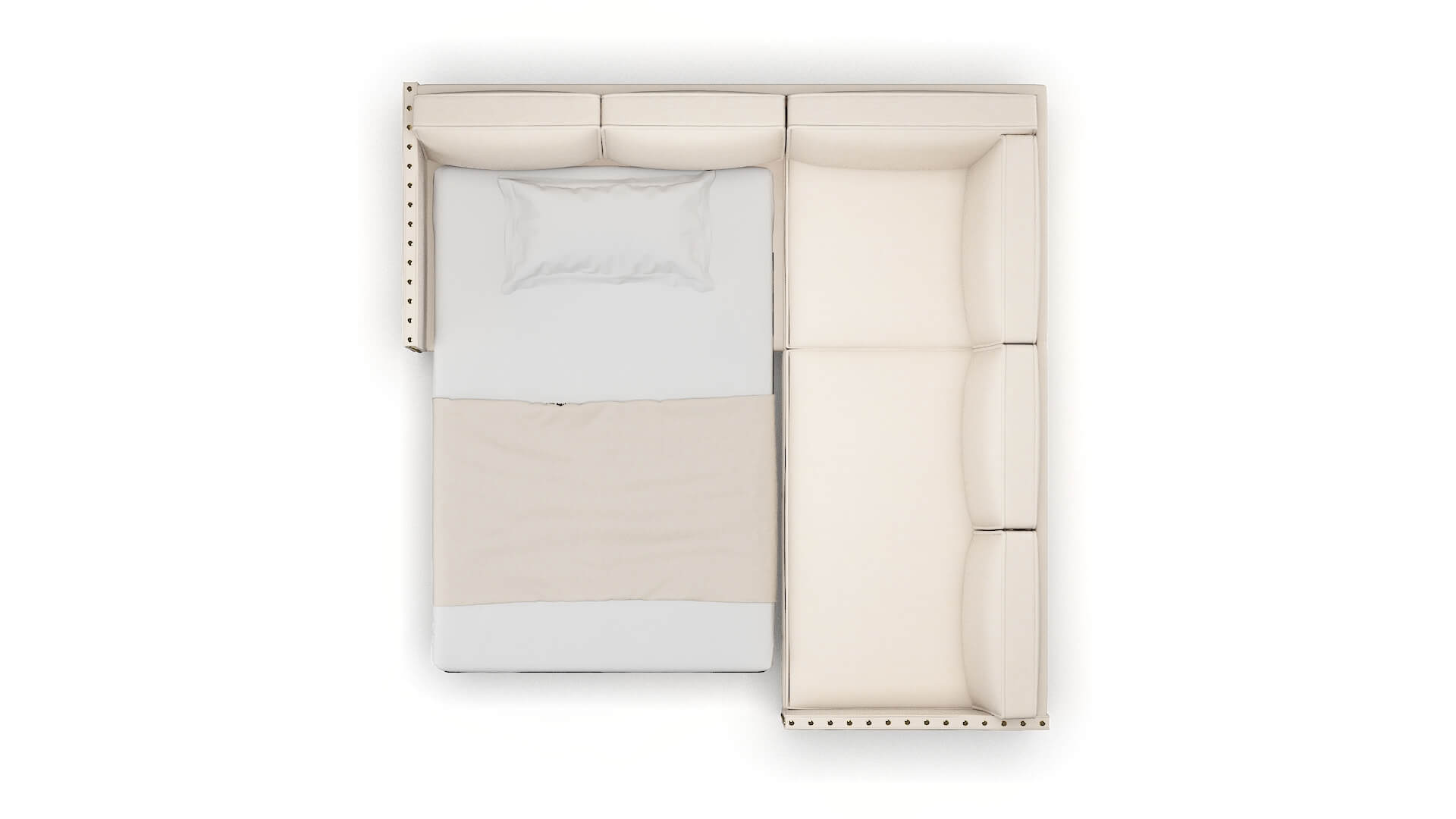 Florence Bella Buckwheat Sectional Sleeper Espresso legs 3