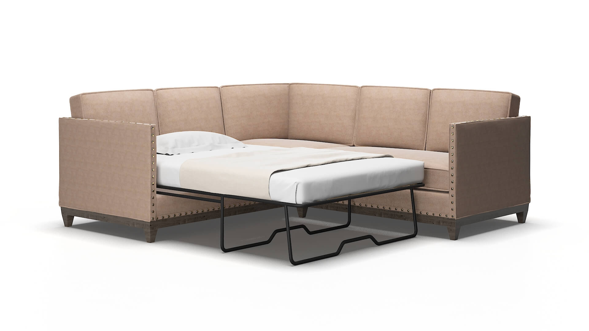 Florence Bella Pewter Sectional Sleeper Espresso legs 2