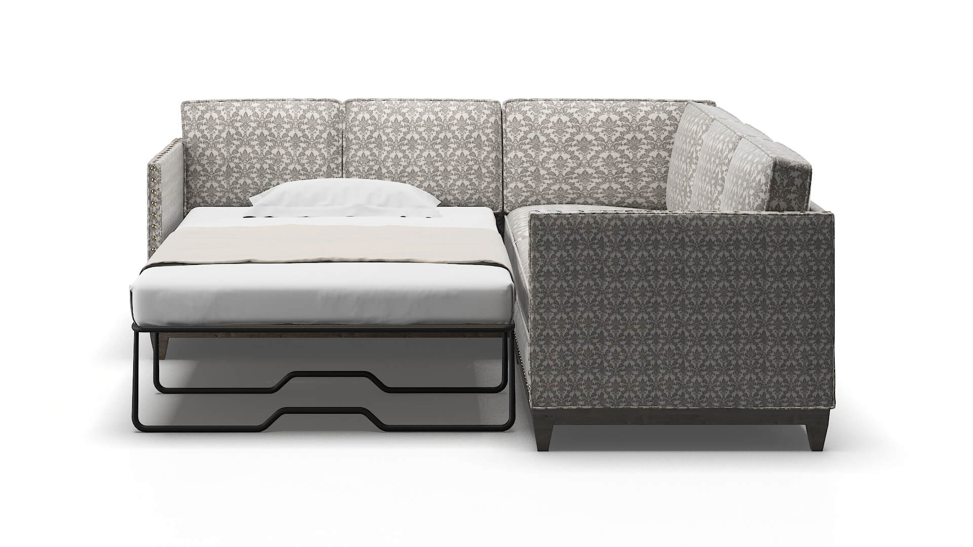 Florence Bergamo Dove Sectional Sleeper Espresso legs 1
