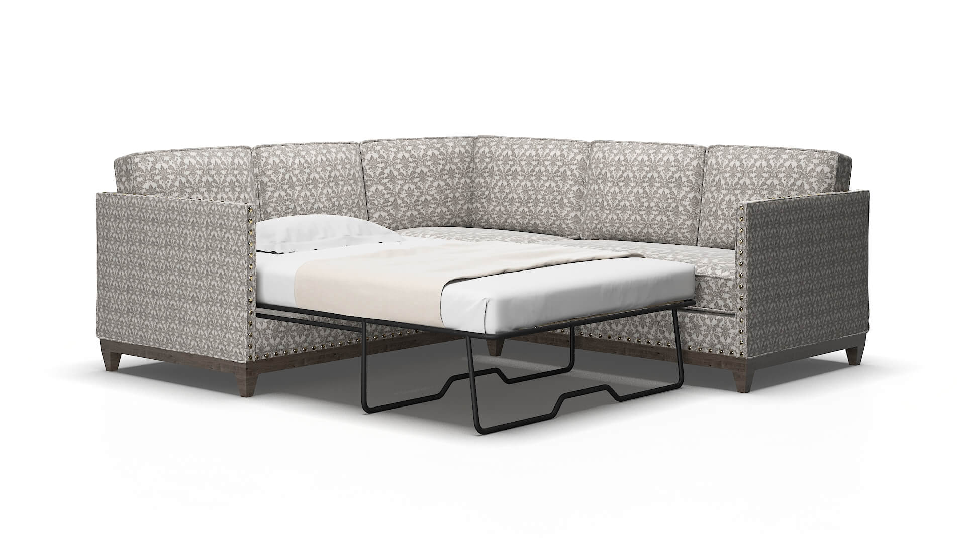 Florence Bergamo dove Sectional sleeper Espresso Legs  2
