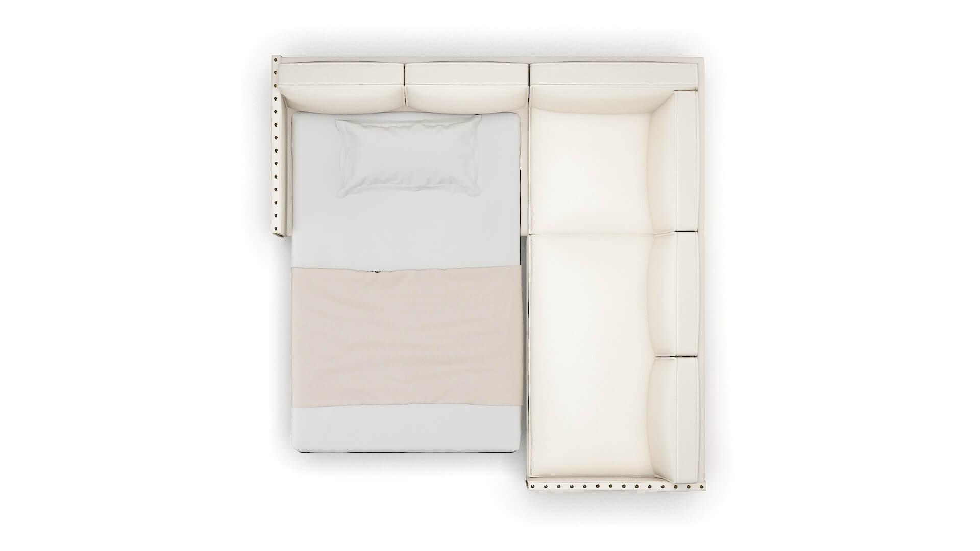 Florence Blanche Milky Sectional Sleeper Espresso legs 3