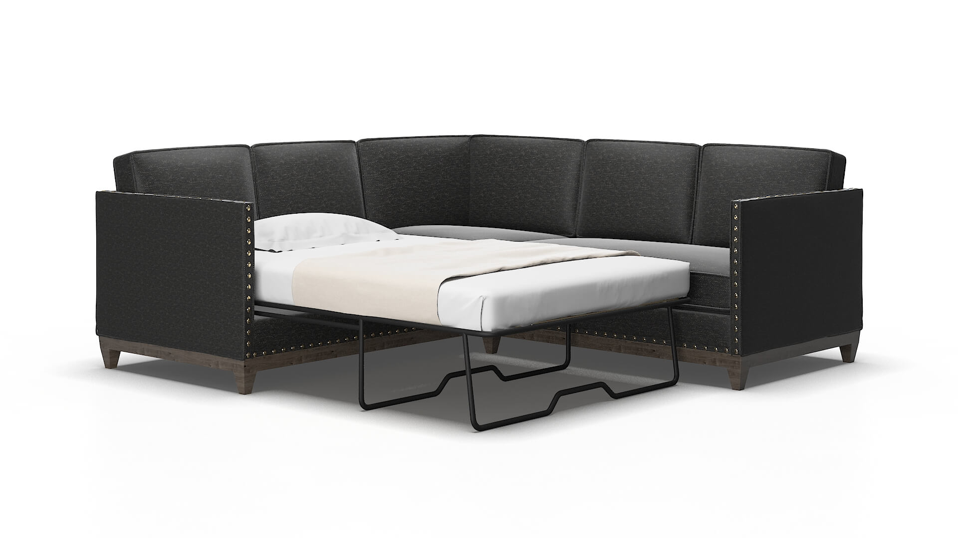 Florence Chance denim Sectional sleeper Espresso Legs  2