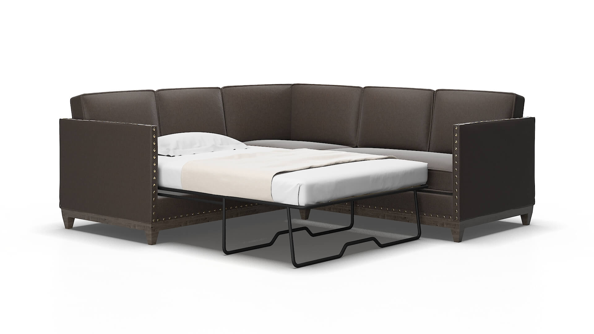 Florence Cosmo Chocolate Sectional Sleeper Espresso legs 2