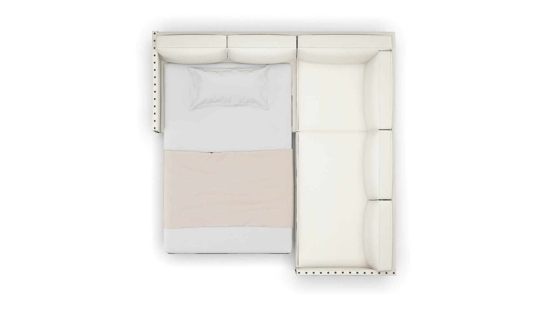 Florence Cosmo Ivory Sectional Sleeper Espresso legs 3