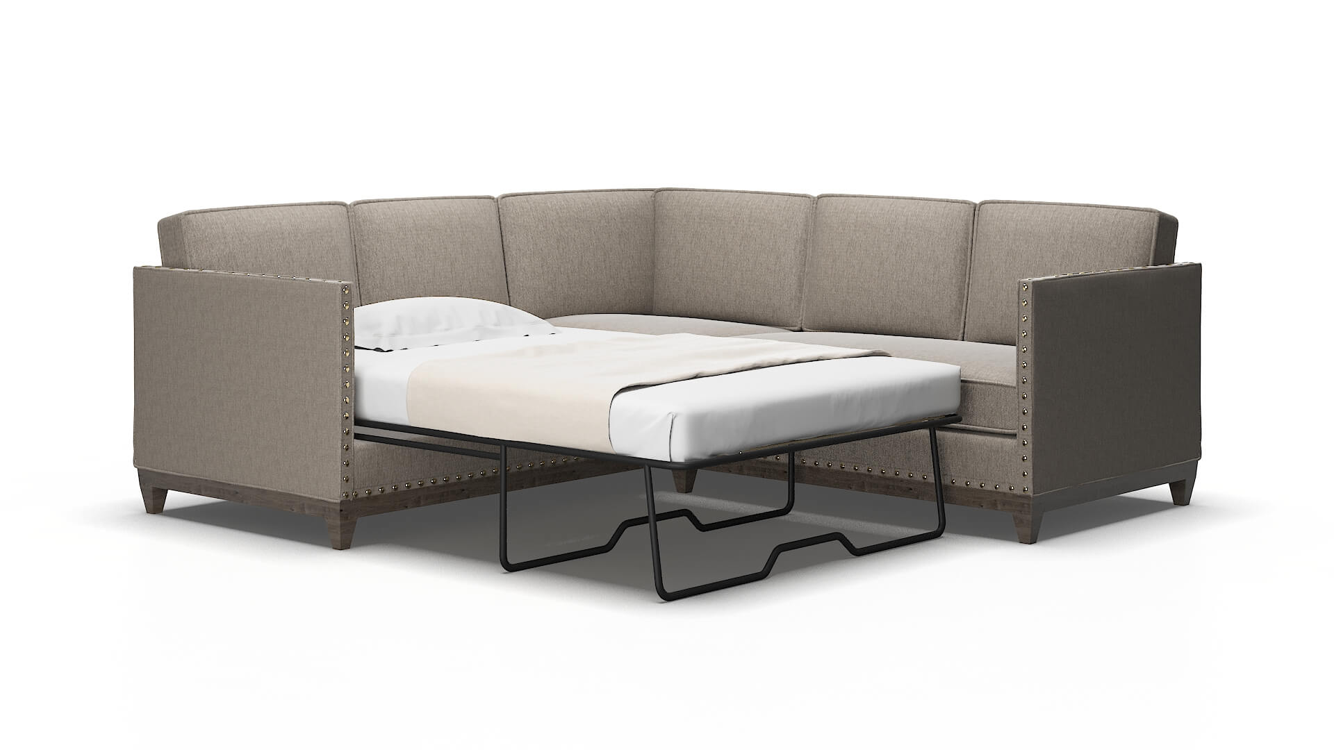 Florence Cosmo Taupe Sectional Sleeper Espresso legs 2