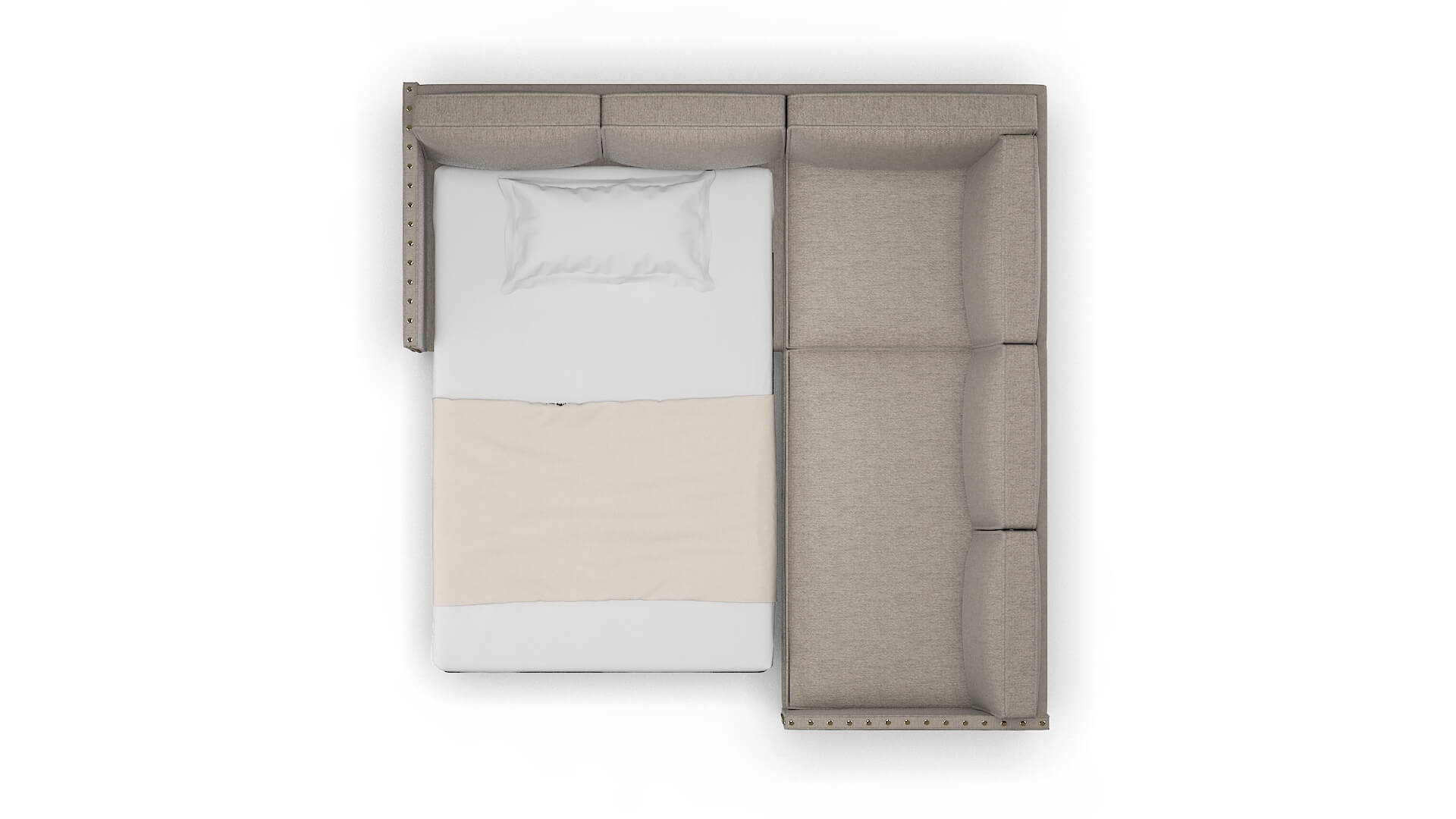 Florence Cosmo Taupe Sectional Sleeper Espresso legs 3