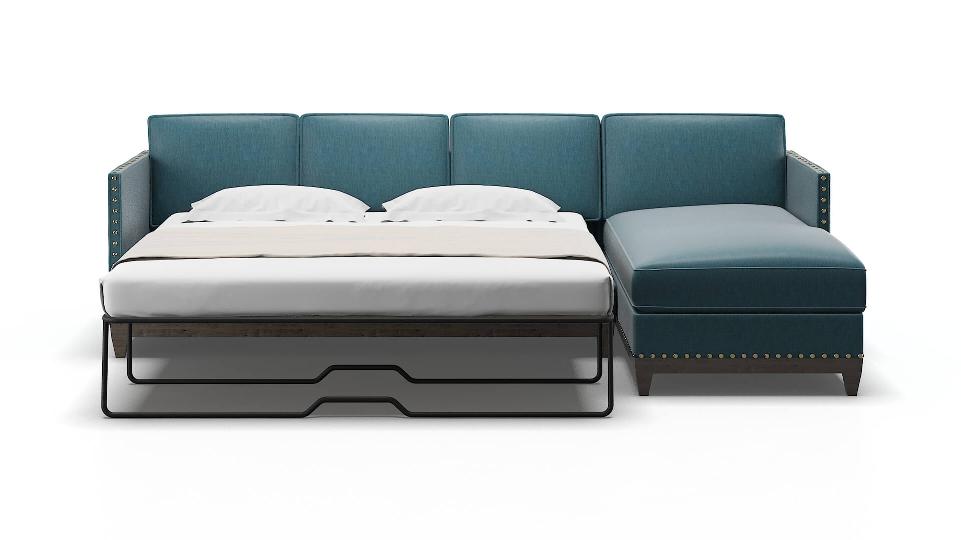 Florence Cosmo Teal Panel Sleeper Espresso legs 1