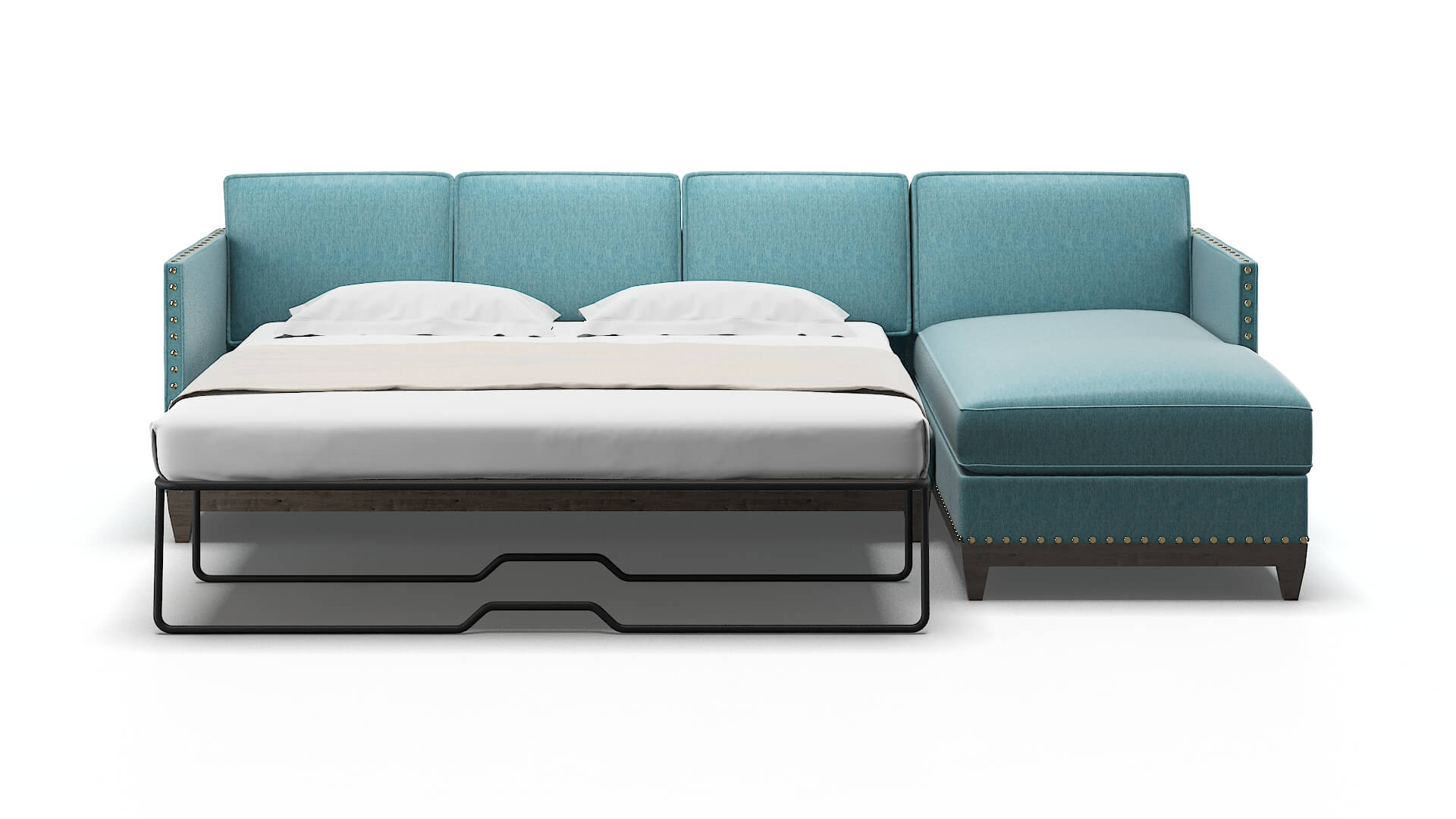 Florence Cosmo Turquoise Panel Sleeper Espresso legs 1