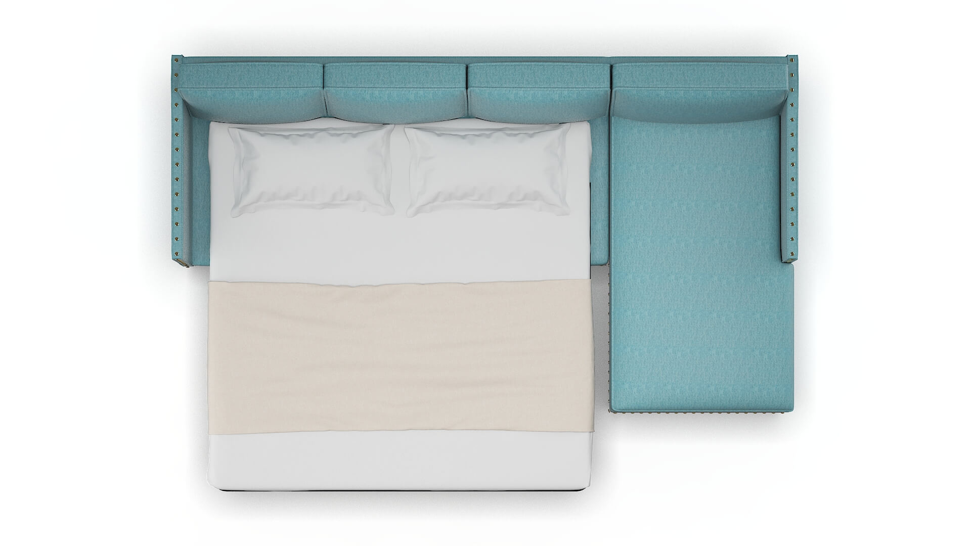 Florence Cosmo Turquoise Panel Sleeper Espresso legs 3