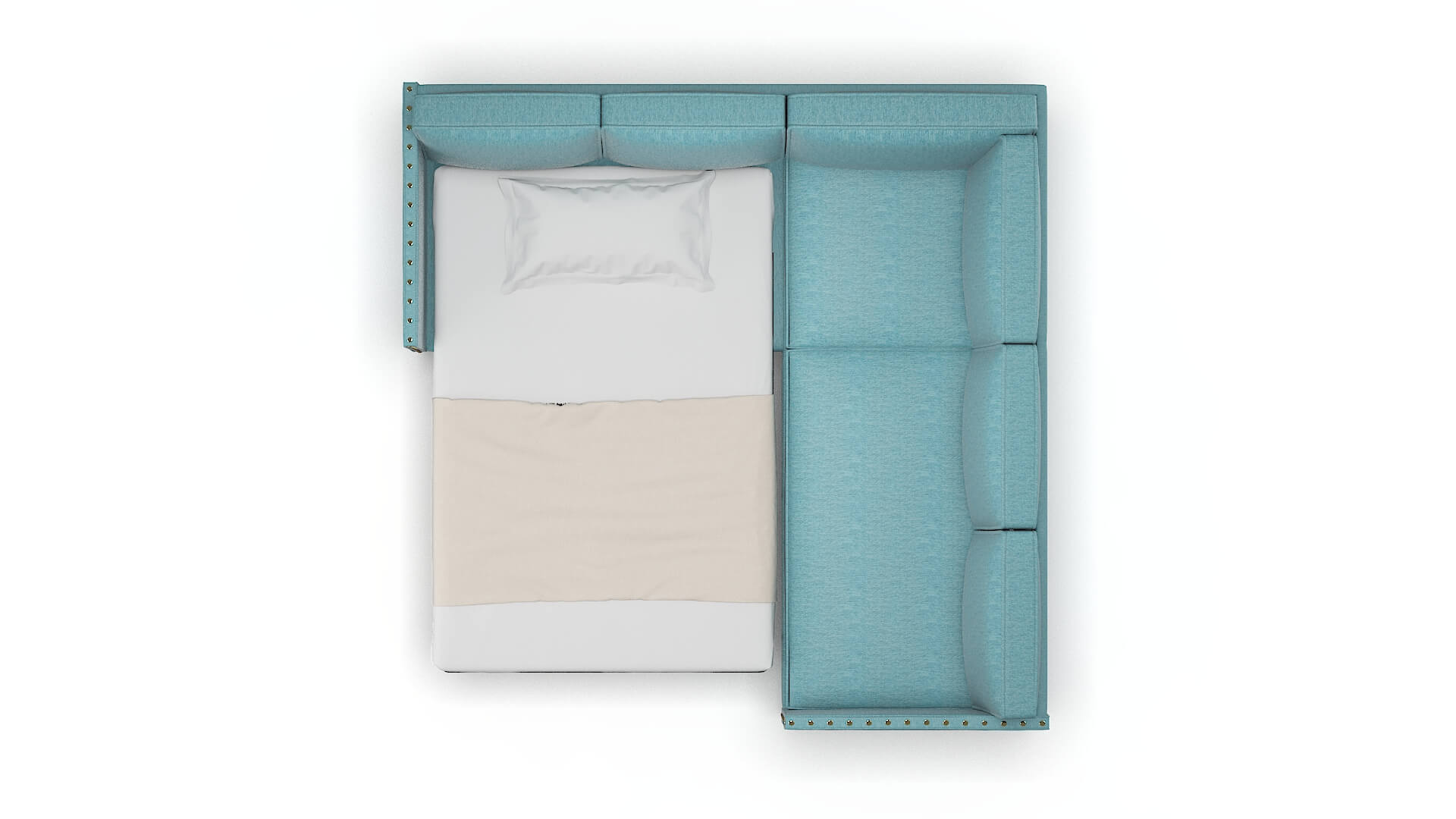Florence Cosmo Turquoise Sectional Sleeper Espresso legs 3