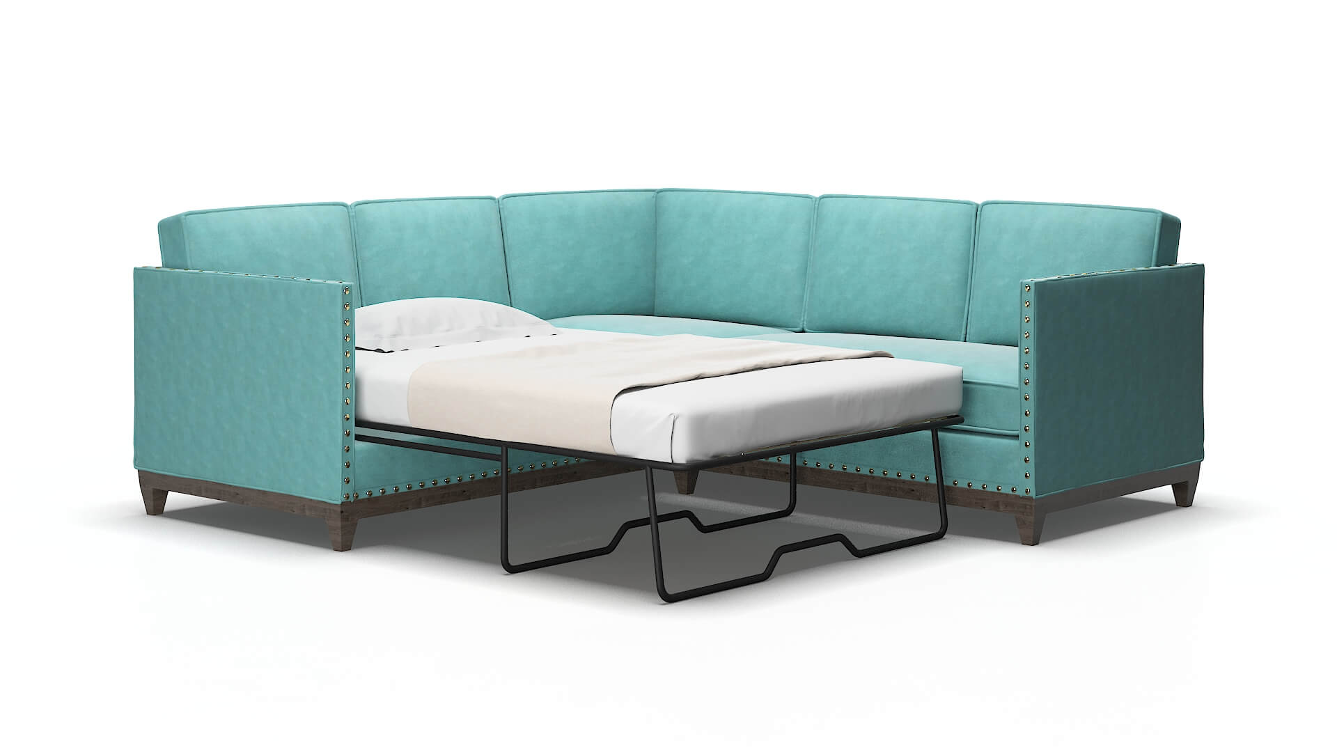 Florence Curious turquoise Sectional sleeper Espresso Legs  2